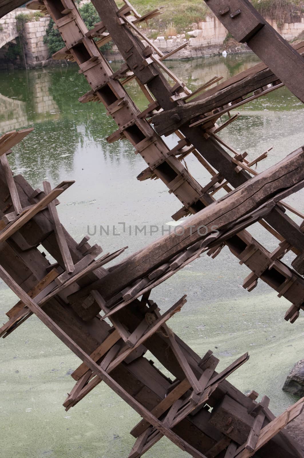 The Norias of Hama, Syria are ancient hydropowered machines used to lift water into a small aqueduct, along the Orontes River in the city of Hama, They are unique not only to Syria but probably the worldwide