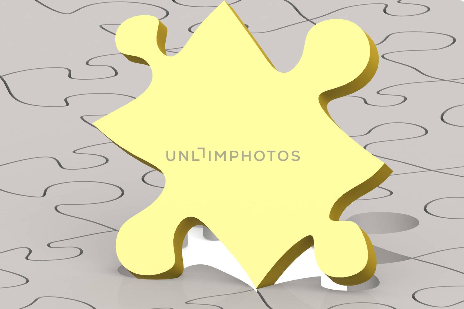 Golden jigsaw puzzle piece highlighted by tang90246