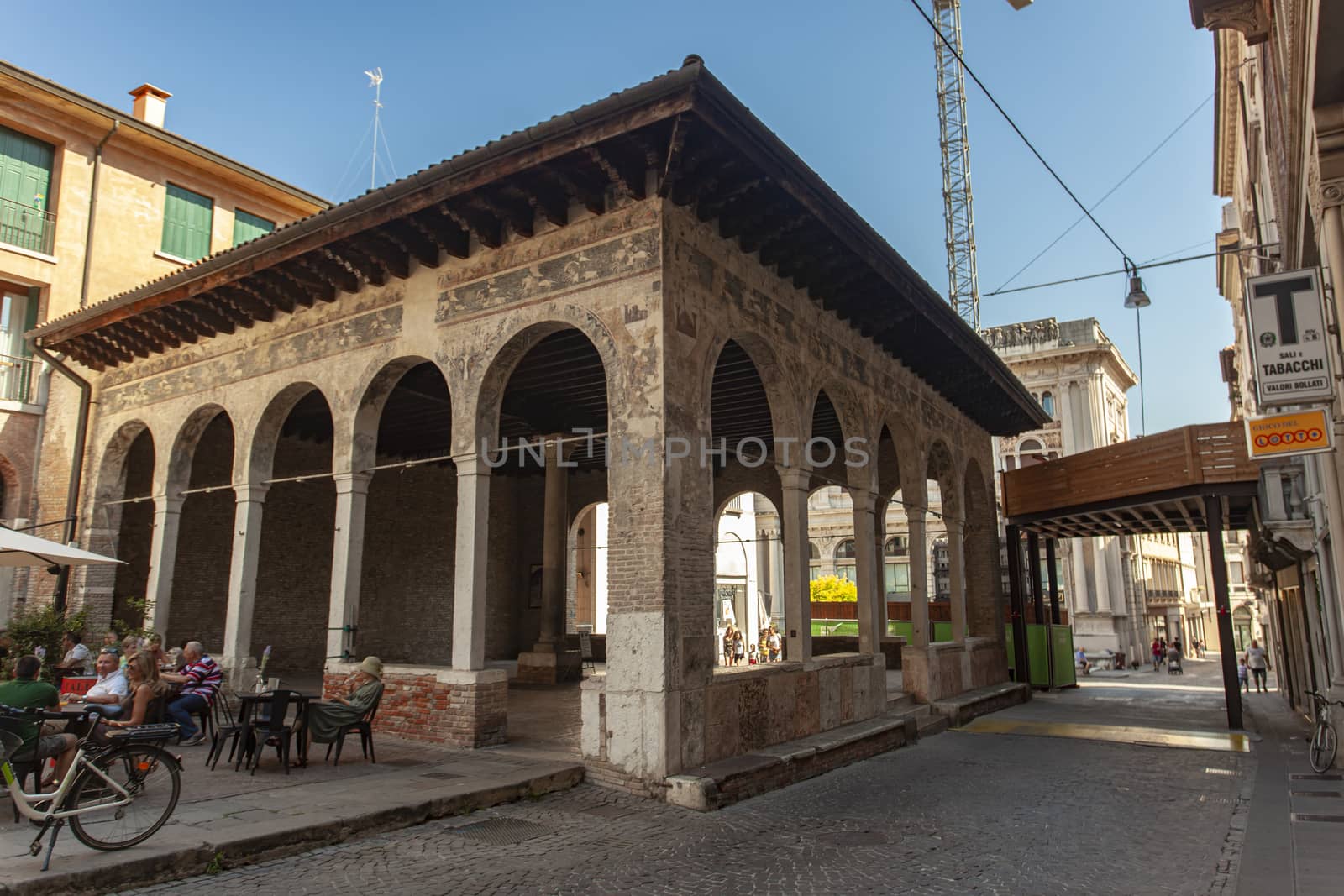 TREVISO, ITALY 13 AUGUST 2020: Loggia dei Cavalieri in Treviso, a famous building in the historical city center