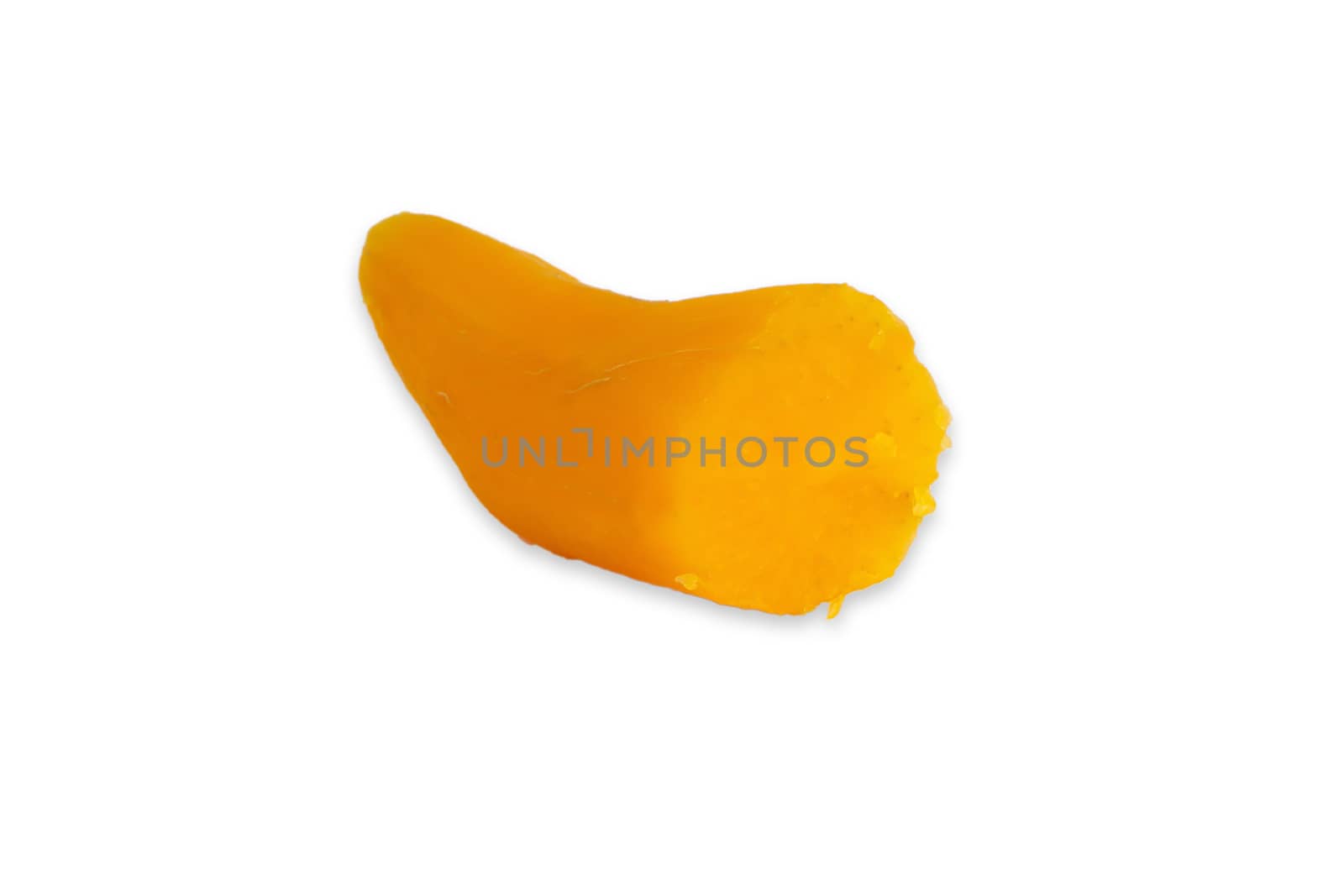 Ubi rebus or steam cassava is traditional malay dish on white background. Selective focus