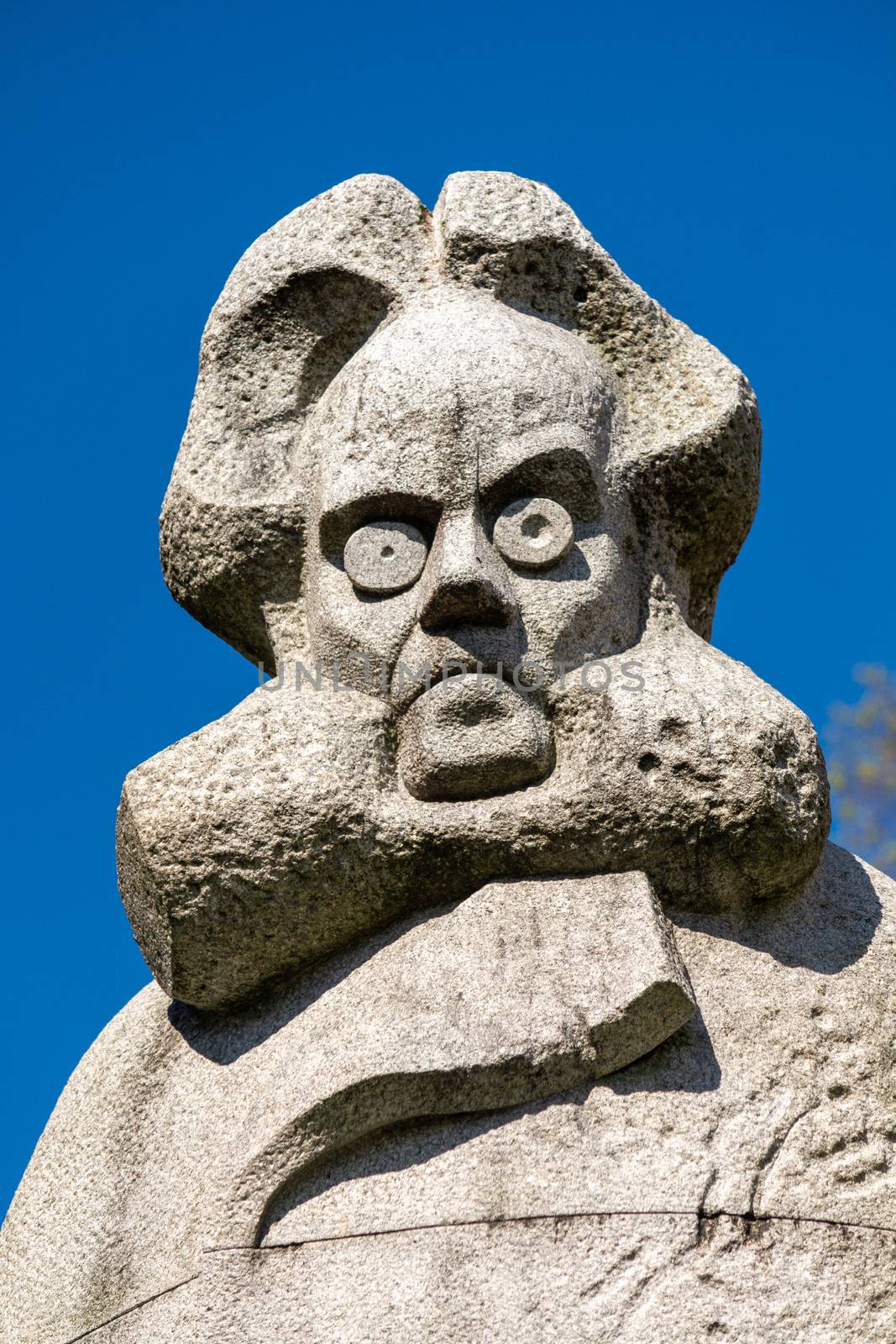 Bergen, Norway, May 2015: Close-up and detail of Henrik Ibsen statue at Engen, The National Stage, Bergen, Norway