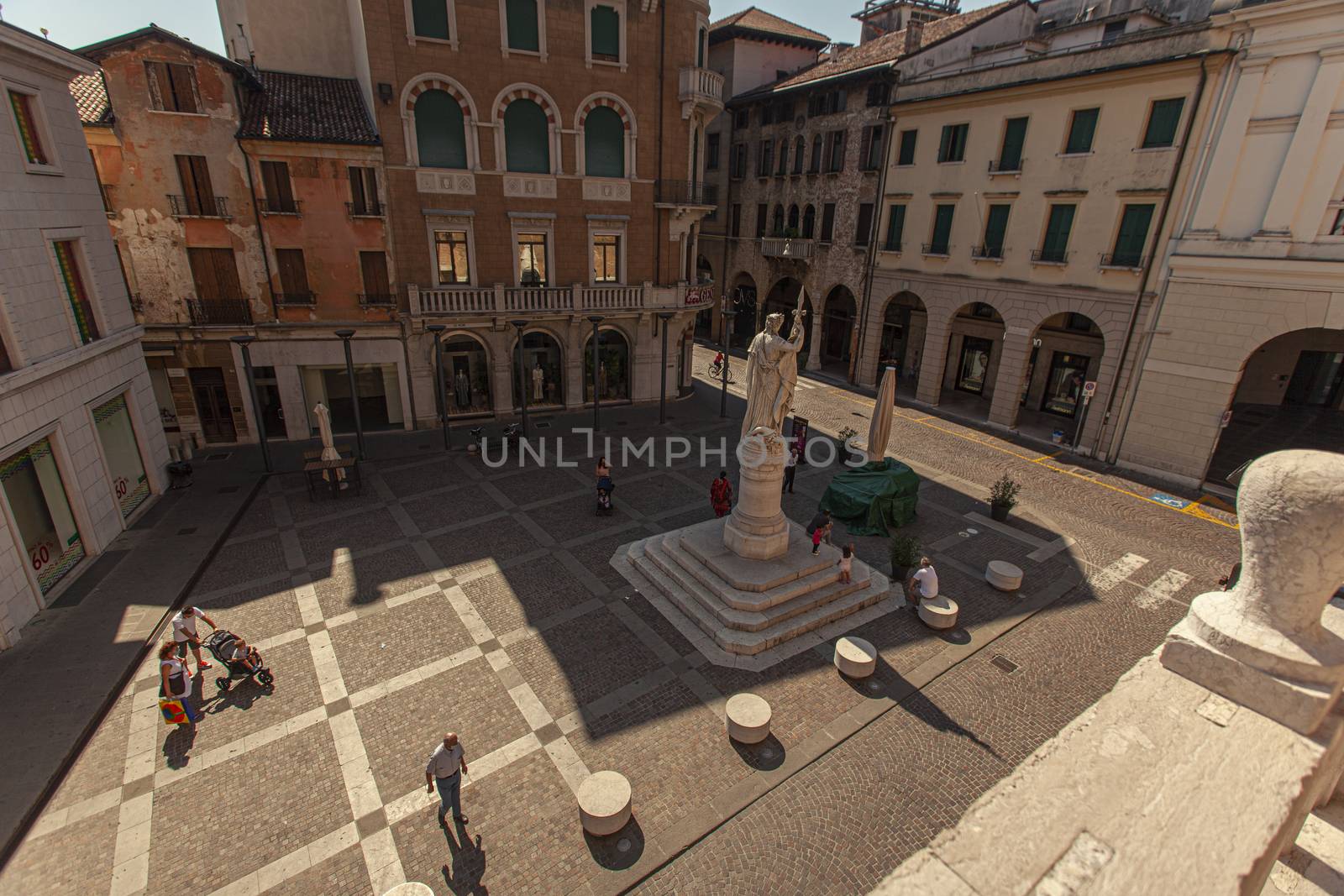 TREVISO, ITALY 13 AUGUST 2020: Piazza della libertà or liberty sqaure in english in Treviso in Italy