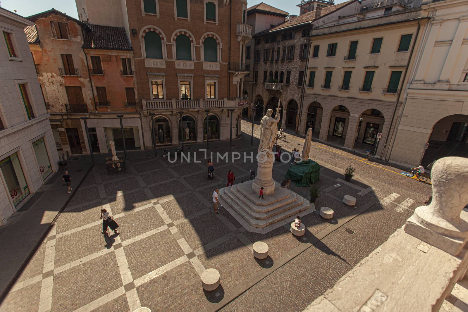 TREVISO, ITALY 13 AUGUST 2020: Piazza della libertà or liberty sqaure in english in Treviso in Italy