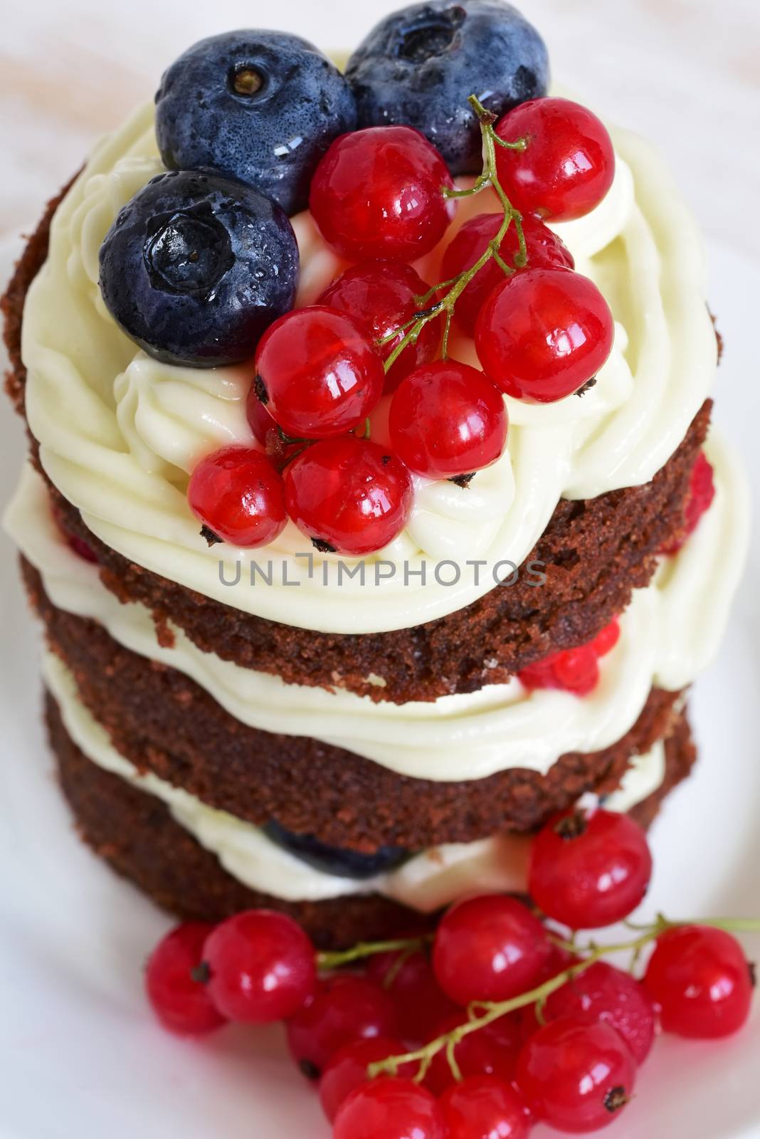 Homemade cake with berries. Cake sweet dessert