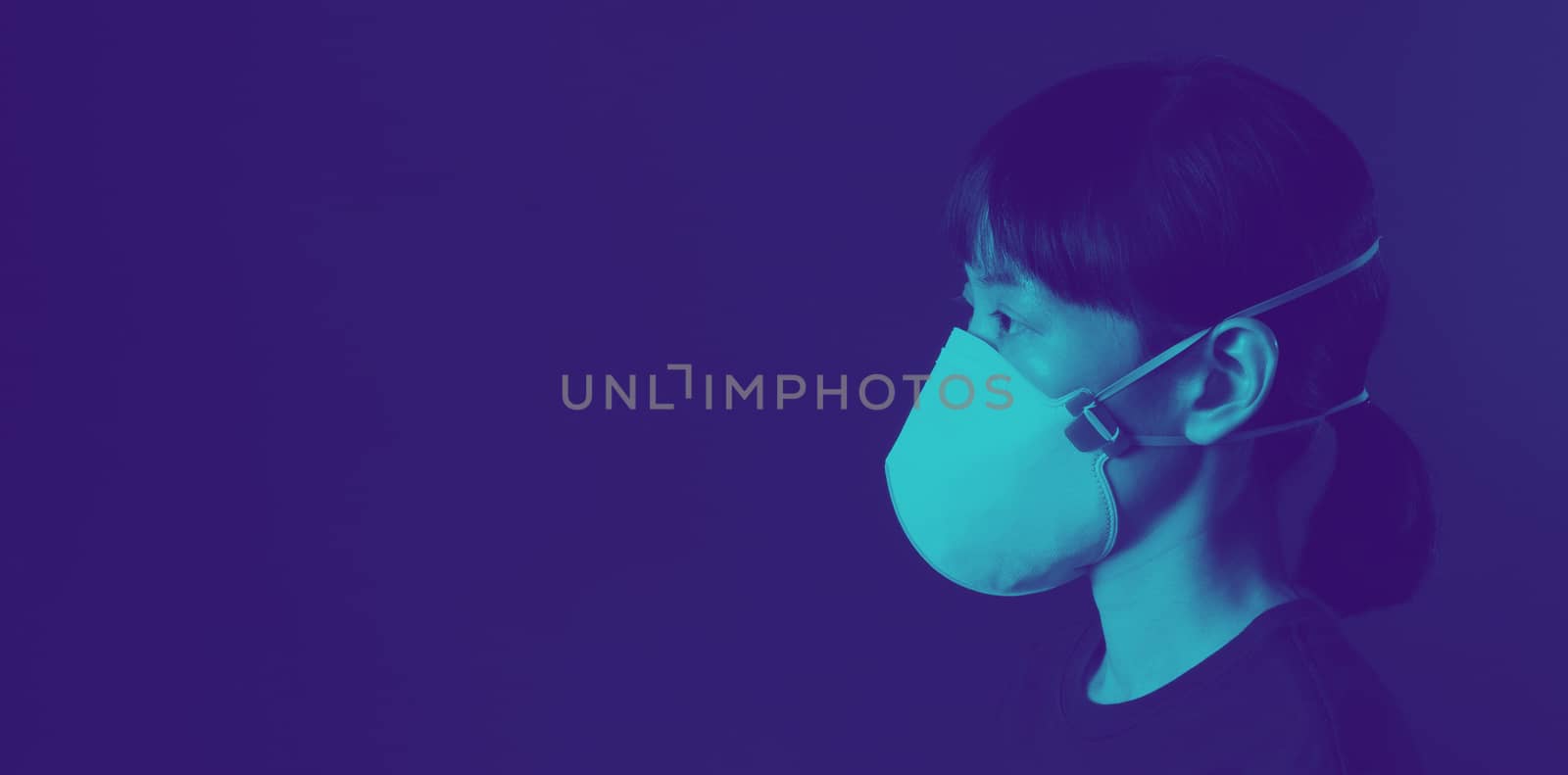 Middle aged of asia chinese woman wearing medical N95 mask  by gnepphoto