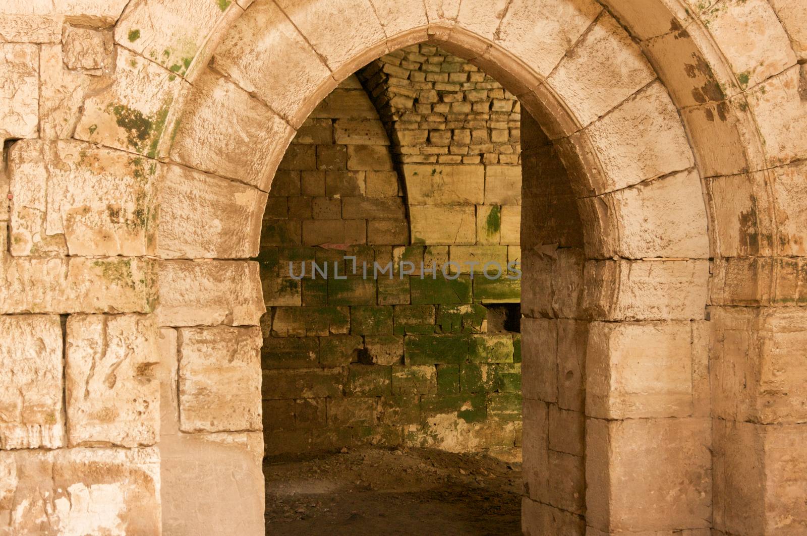 Crac de Chevalier Syria interior Christian Chapel converted into a Mosque with islamic minbar (pulpit) 2009 photographed before the war was built by the Hospitaller Order of Saint John of Jerusalem from 1142 to 1271 the best-preserved example of the Crusader castle. High quality photo