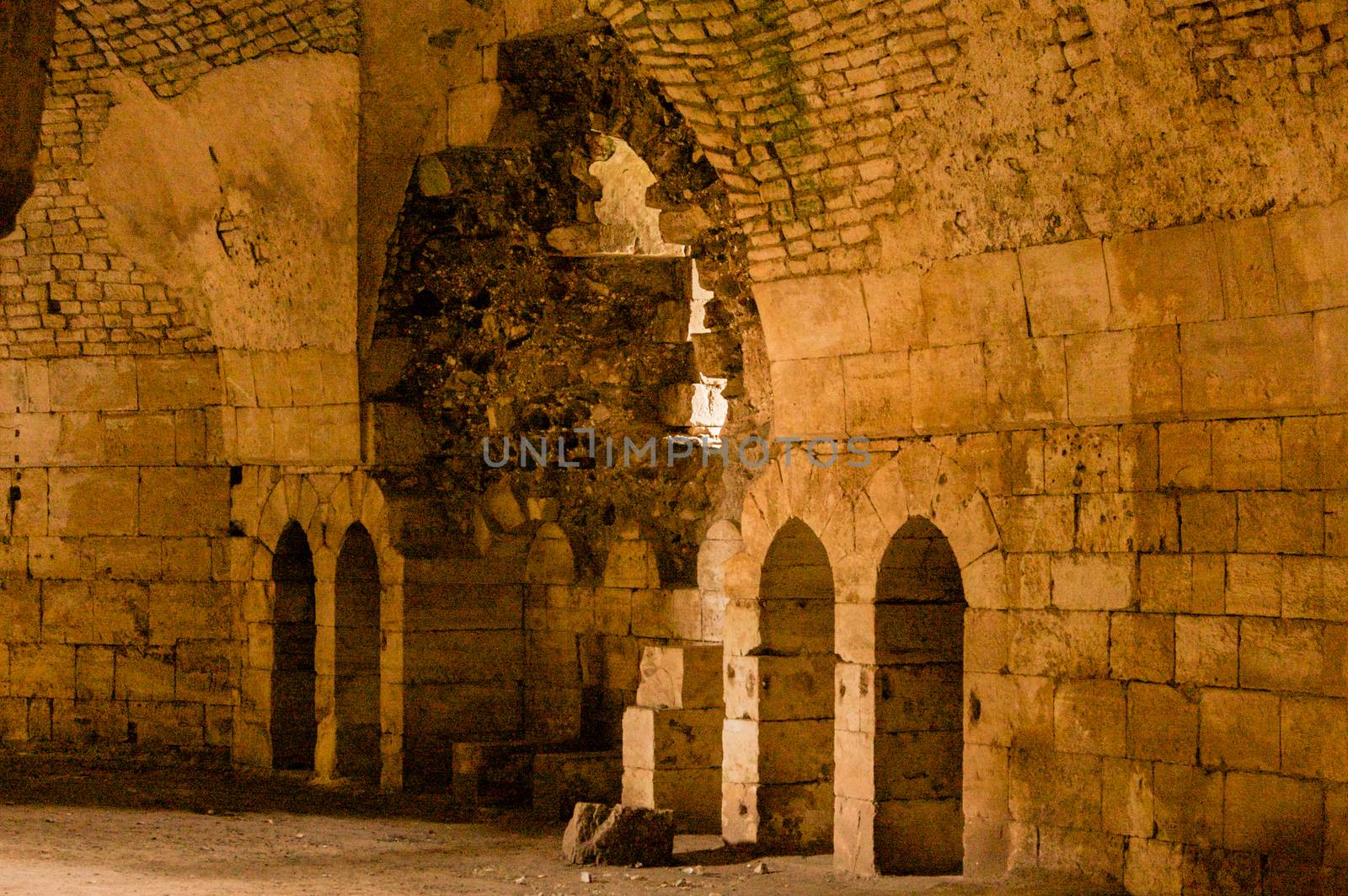 Crac de Chevalier Syria interior Christian Chapel converted into a Mosque with islamic minbar (pulpit) 2009 photographed before the war was built by the Hospitaller Order of Saint John of Jerusalem from 1142 to 1271 the best-preserved example of the Crusader castle. High quality photo