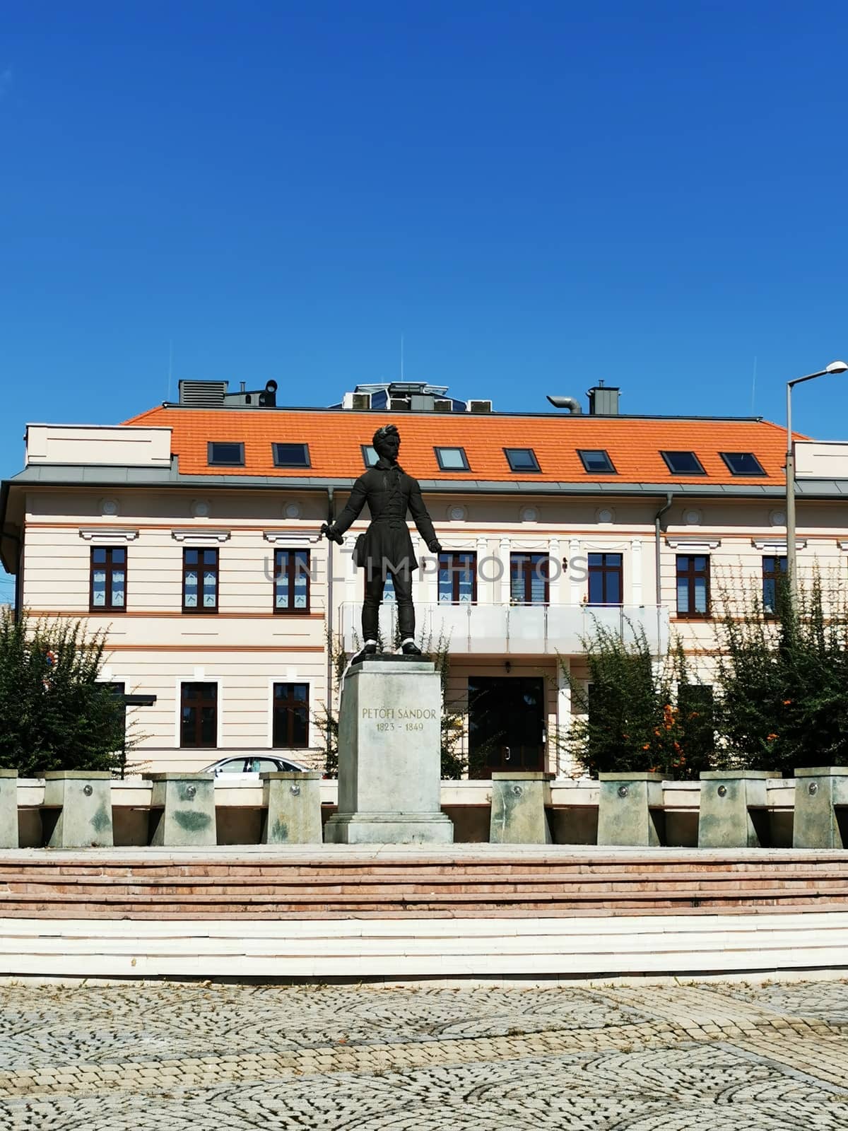 Statue of Sandor Petofi in Miskolc Park High quality photo.