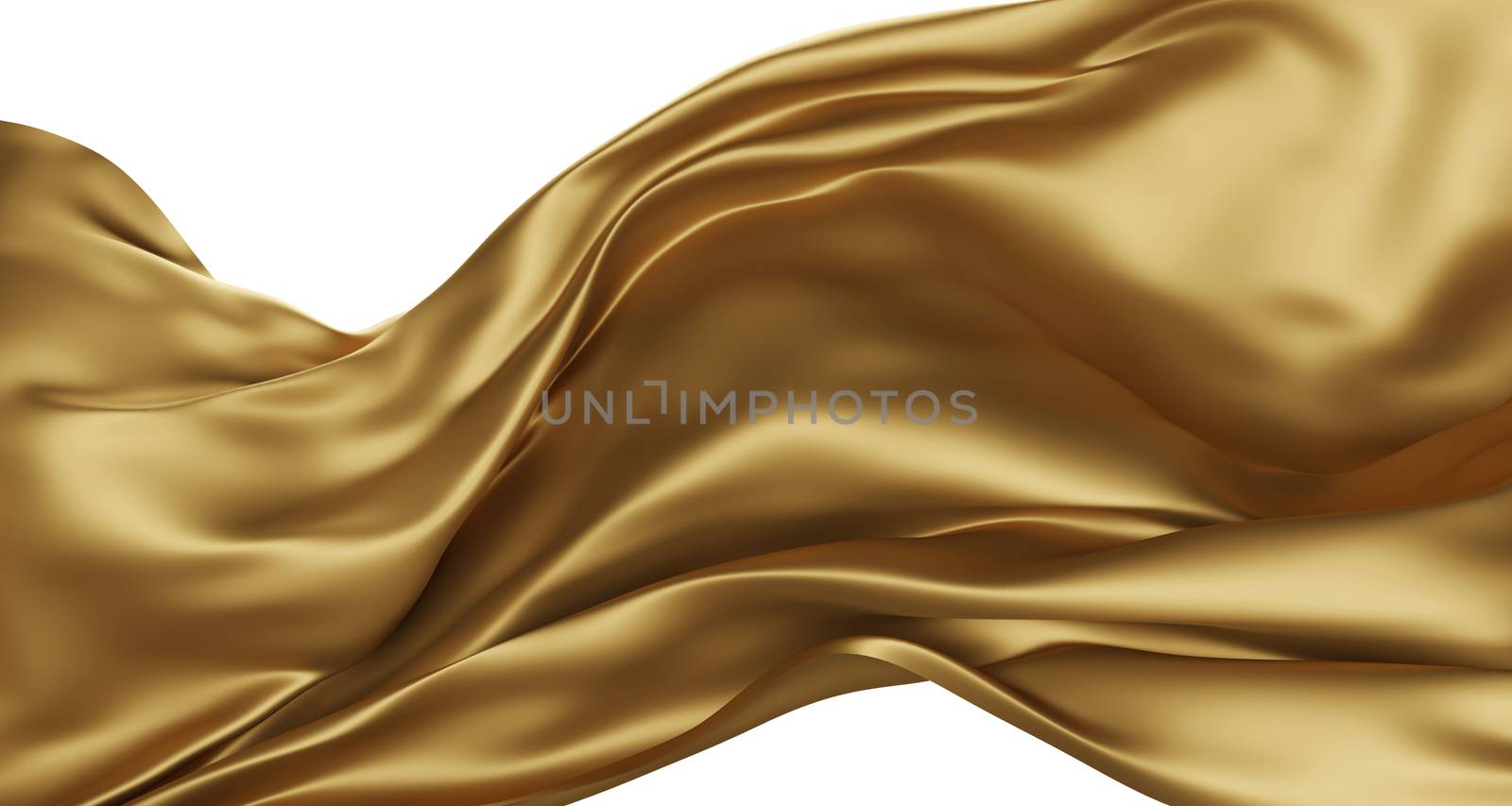 Golden luxury fabric isolated on white background 3d render