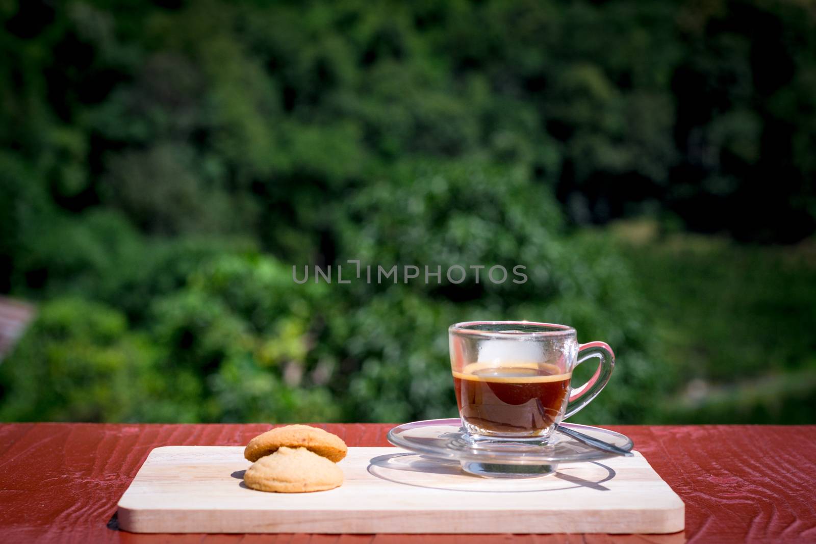 Espresso or black coffee served with butter and vanilla cookies  by iiinuthiii