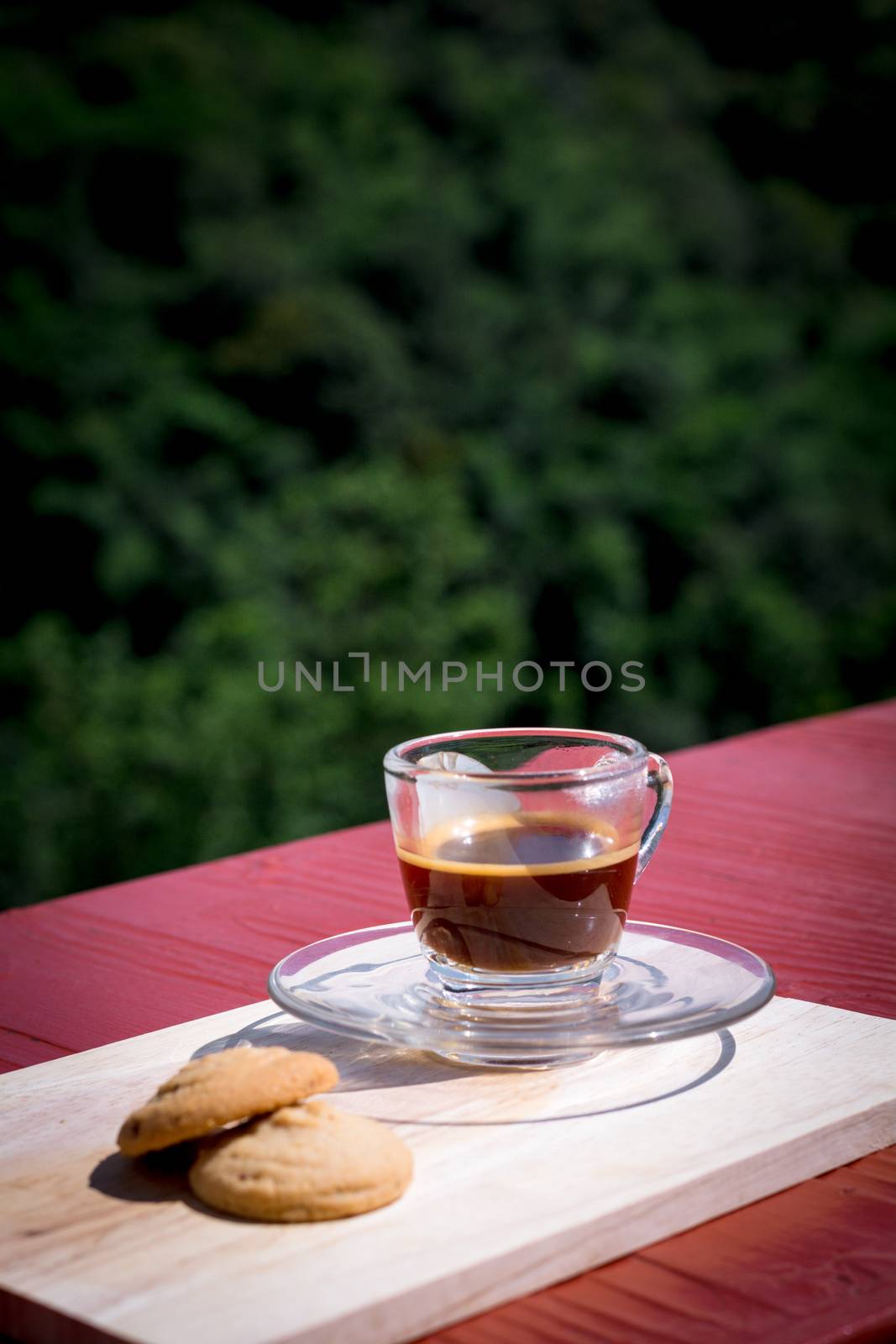 Espresso or black coffee served with butter and vanilla cookies  by iiinuthiii