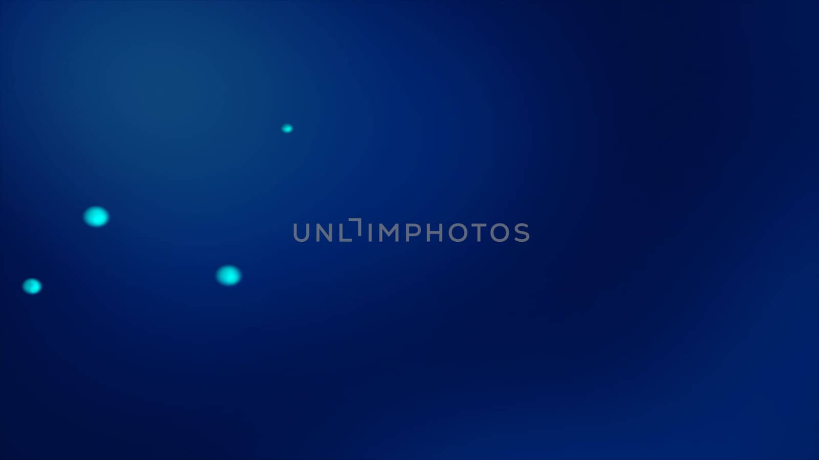 Dark blue bokeh background with blurred glowing bluish spheres. Unfocused blue bokeh background for blurry background