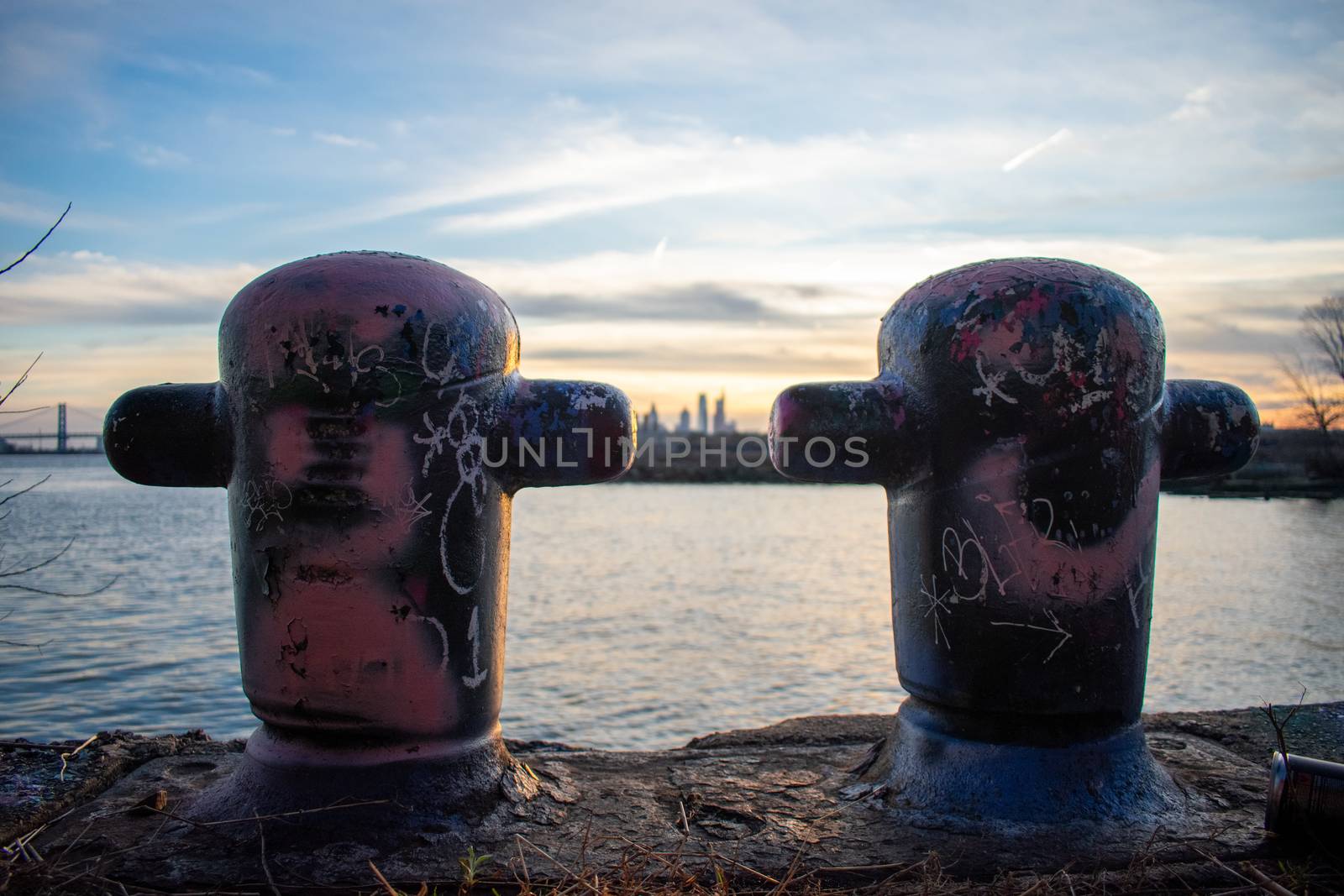 Two Graffiti Covered Metal Poles At Graffiti Pier by bju12290