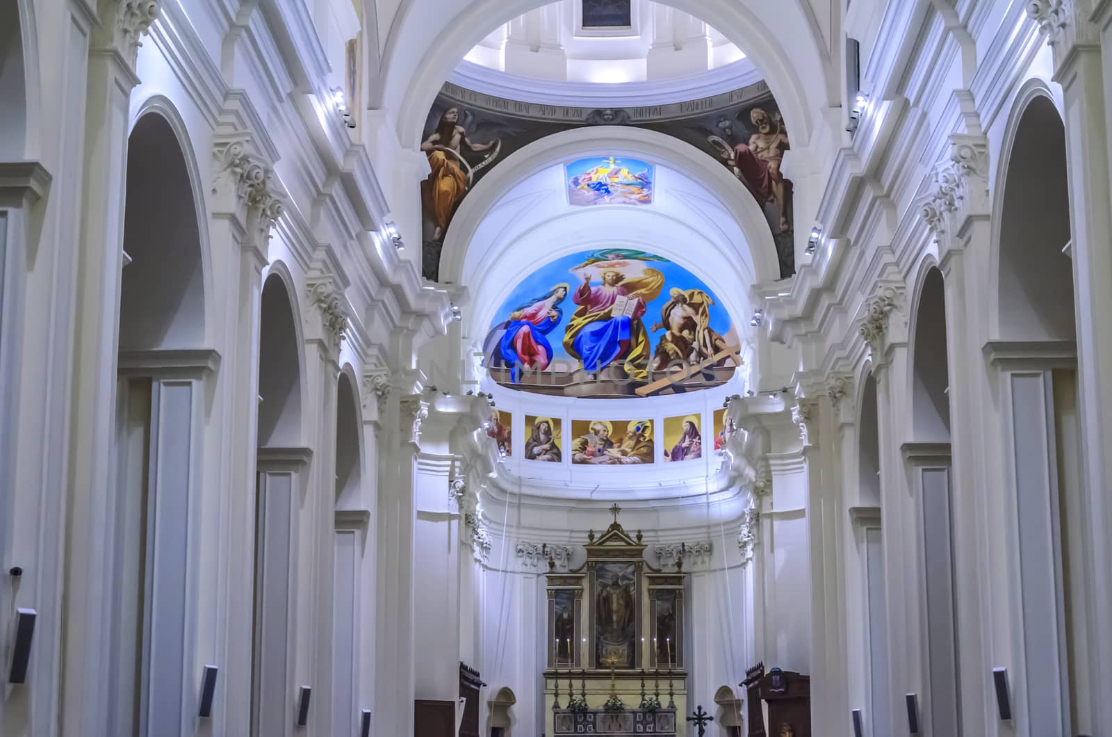 Details of the interior of a baroque church in the town of noto