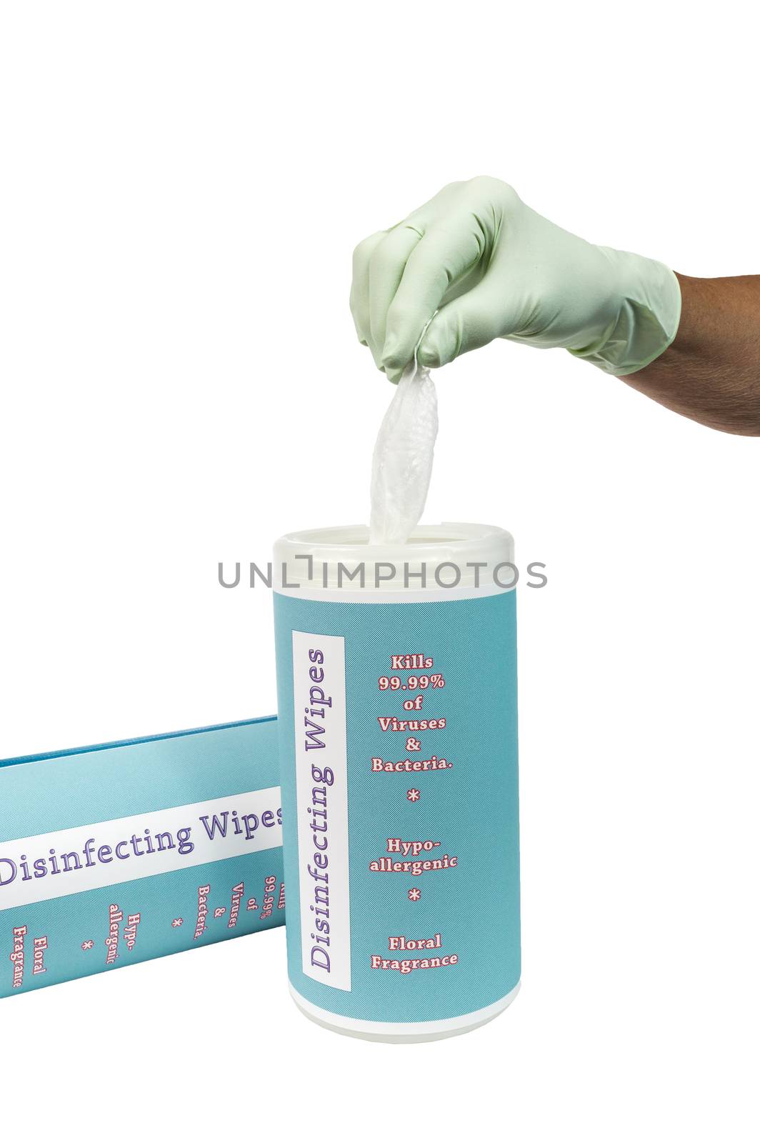Vertical shot of a female hand playing it safe and getting ready to disinfect everything by pulling out a disinfectant wipe to use.
