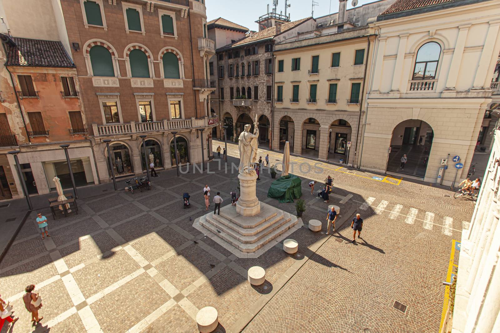 TREVISO, ITALY 13 AUGUST 2020: Piazza della libertà or liberty sqaure in english in Treviso in Italy