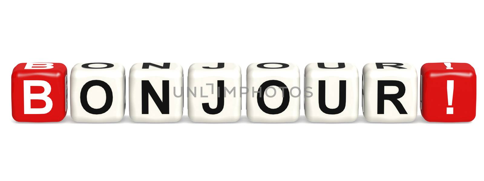 Bonjour cube crossword on white background by tang90246