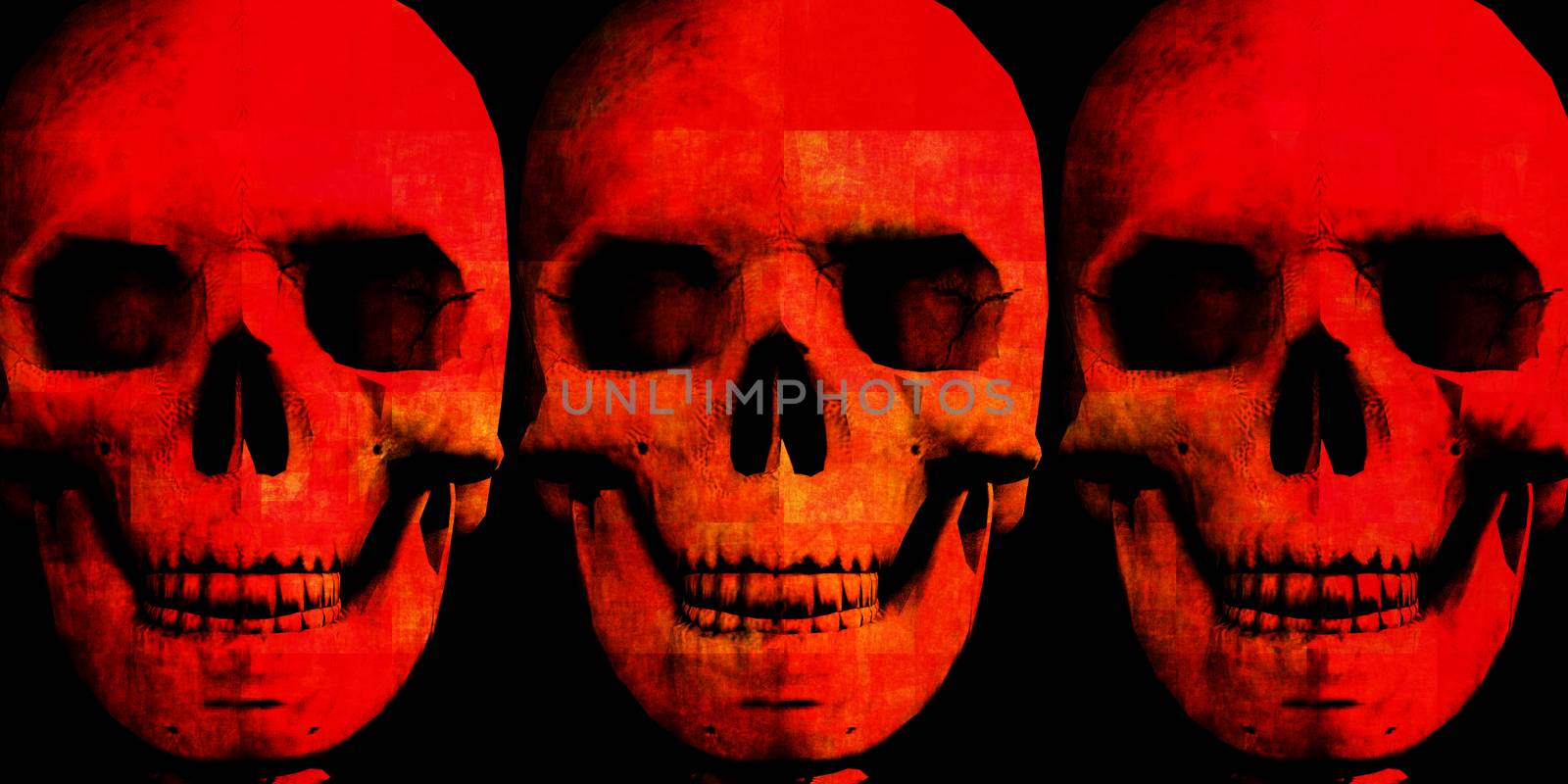 Halloween Background with Skulls Floating as Horror Theme