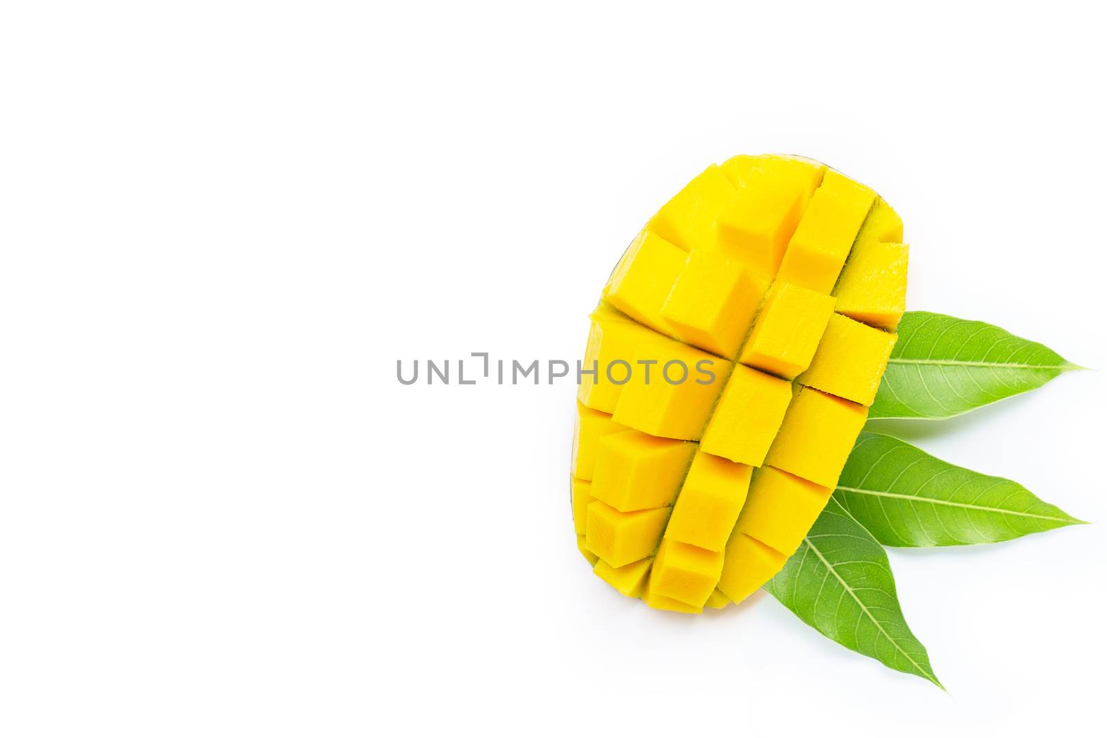 Tropical fruit, Mango  on white background. Top view
