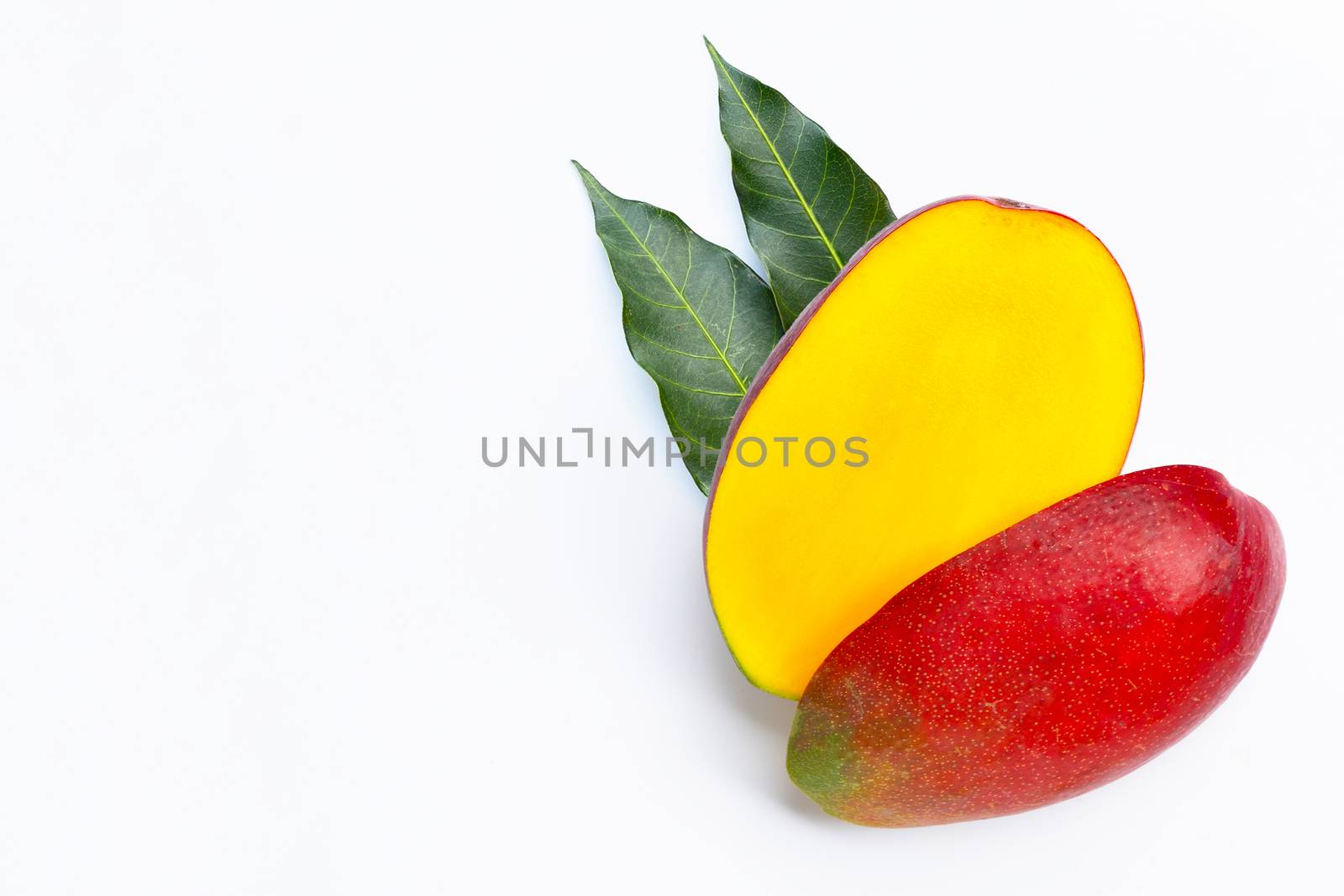 Tropical fruit, Mango  on white background. Top view