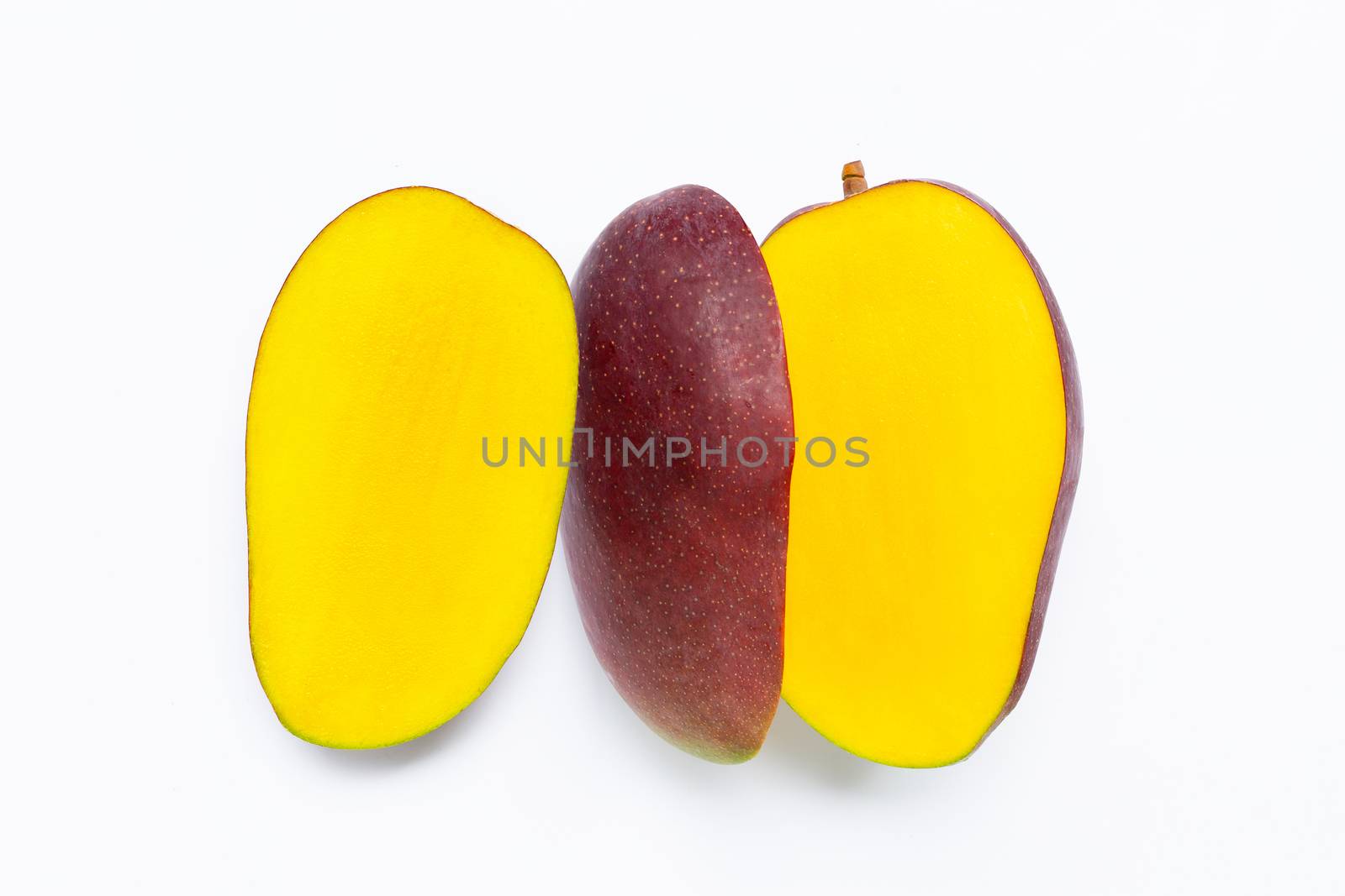 Tropical fruit, Mango  on white background. Top view
