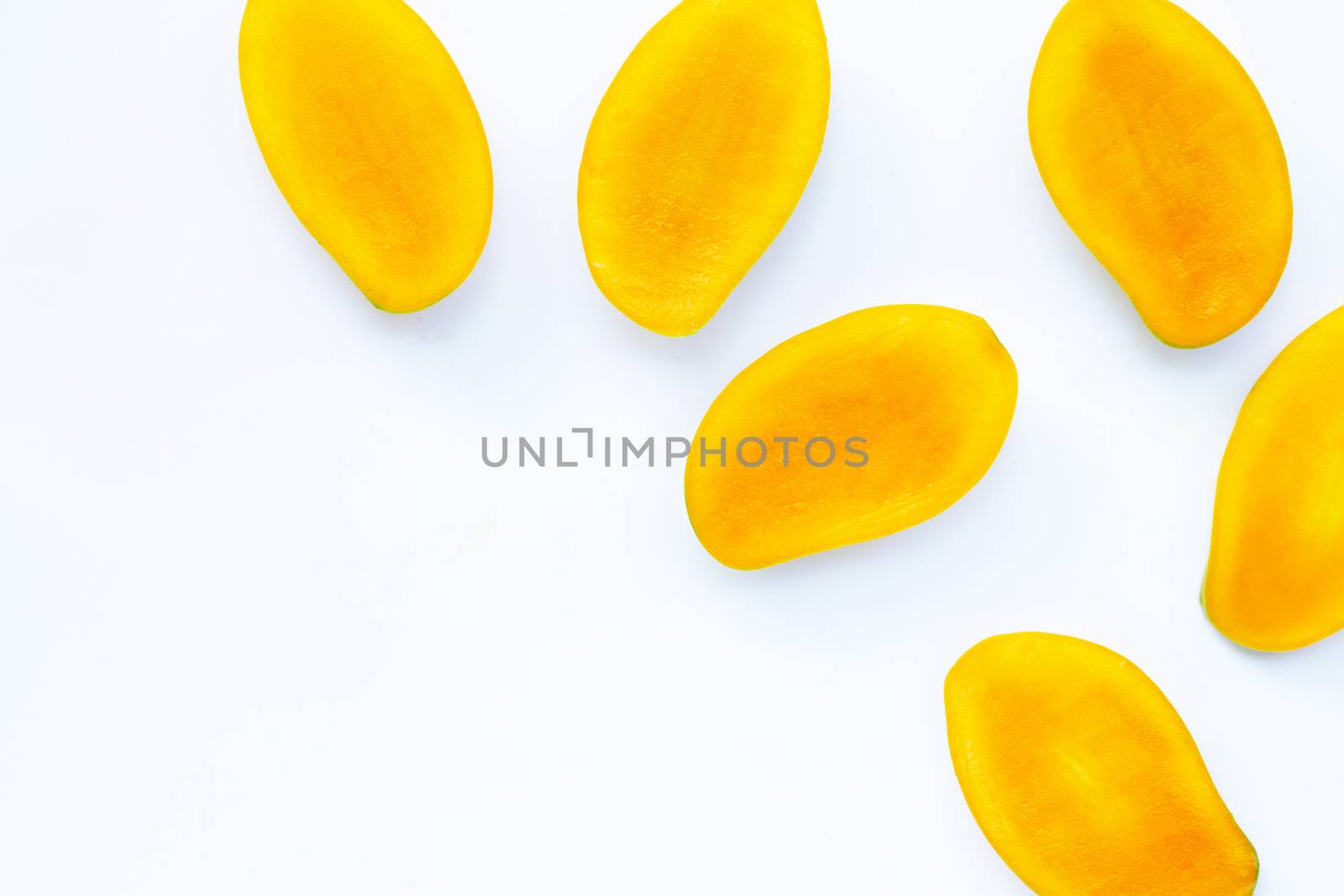 Tropical fruit, Mango  on white background. Top view