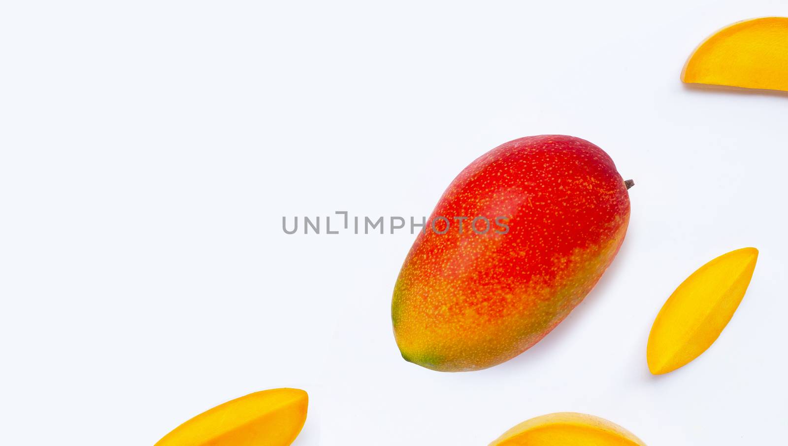 Tropical fruit, Mango  on white background. Top view