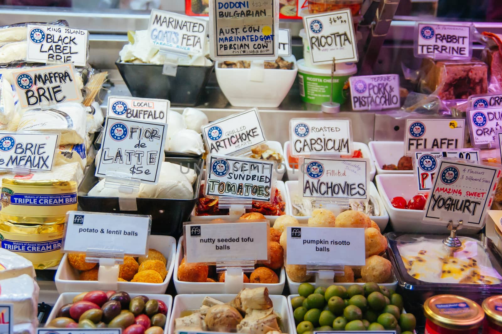 Melbourne, Australia - May 17th 2008: Market day at Vic Market with fruit and vegetables for sale  in Melbourne, Victoria, Australia