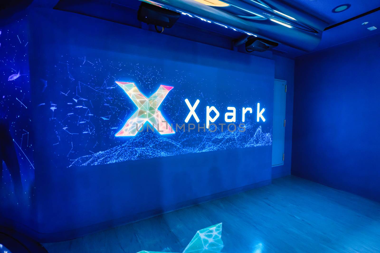 Taoyuan, Taiwan - Sep. 02, 2020: New-opened aquarium - Xpark building, popular landmark of Taoyuan Qingpu.