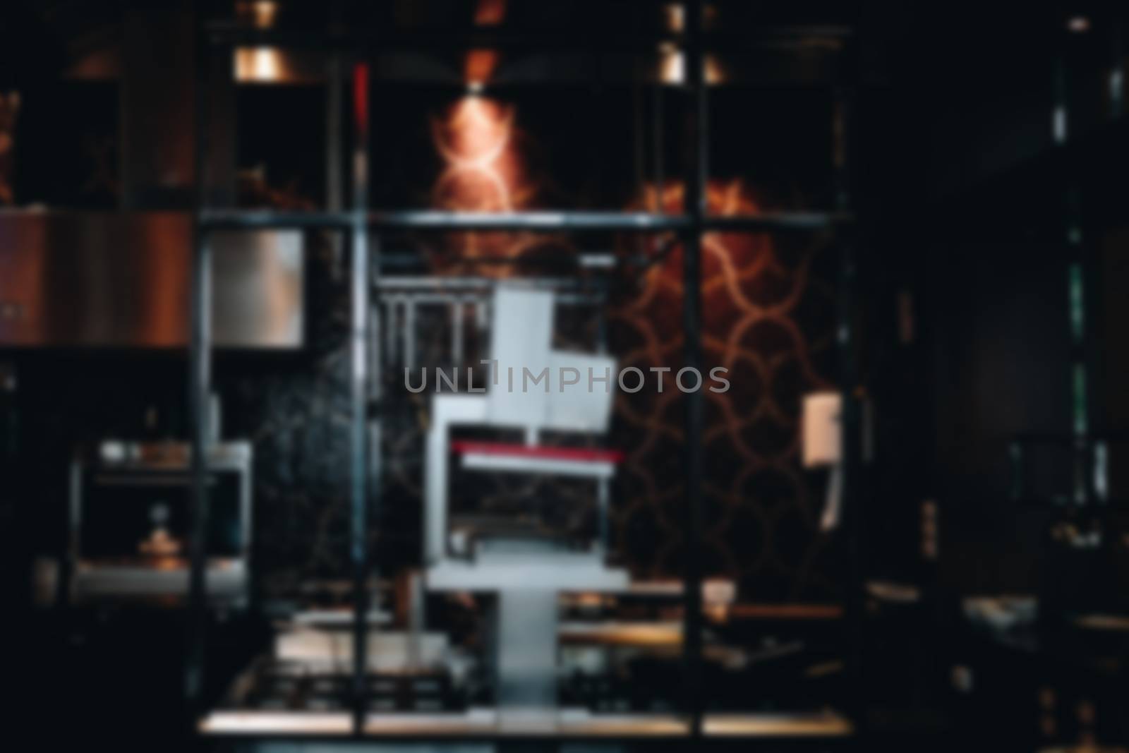 restaurant kitchen bar counter interior blur background