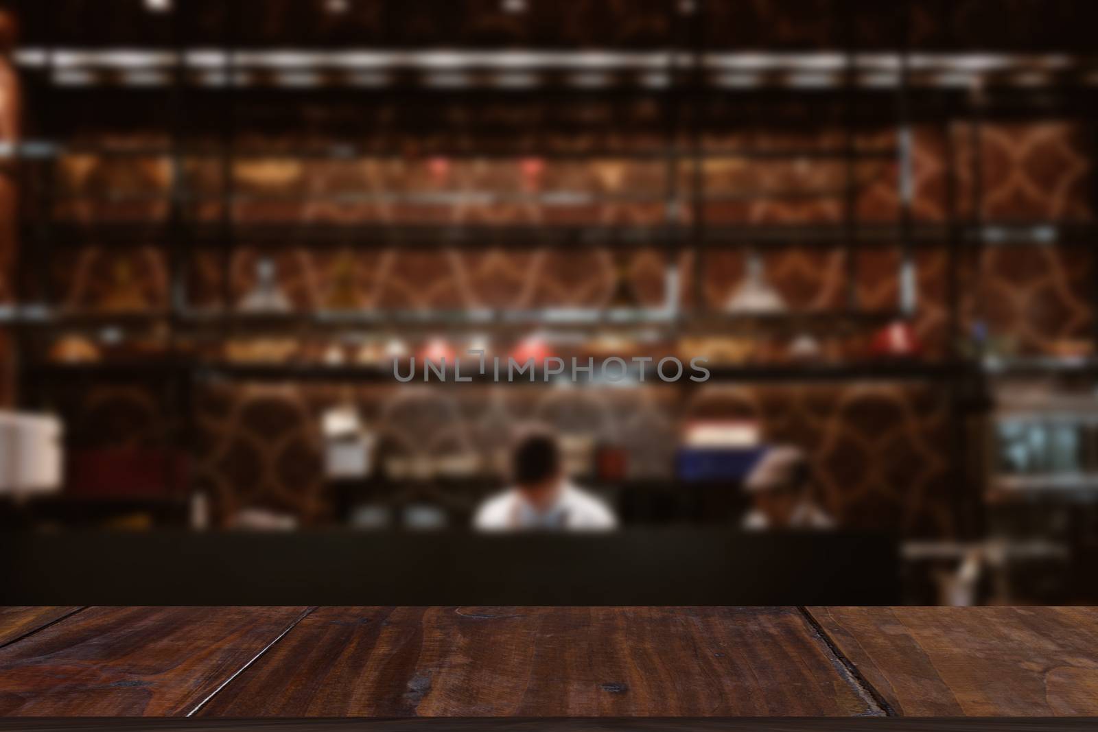 restaurant kitchen bar counter interior blur background