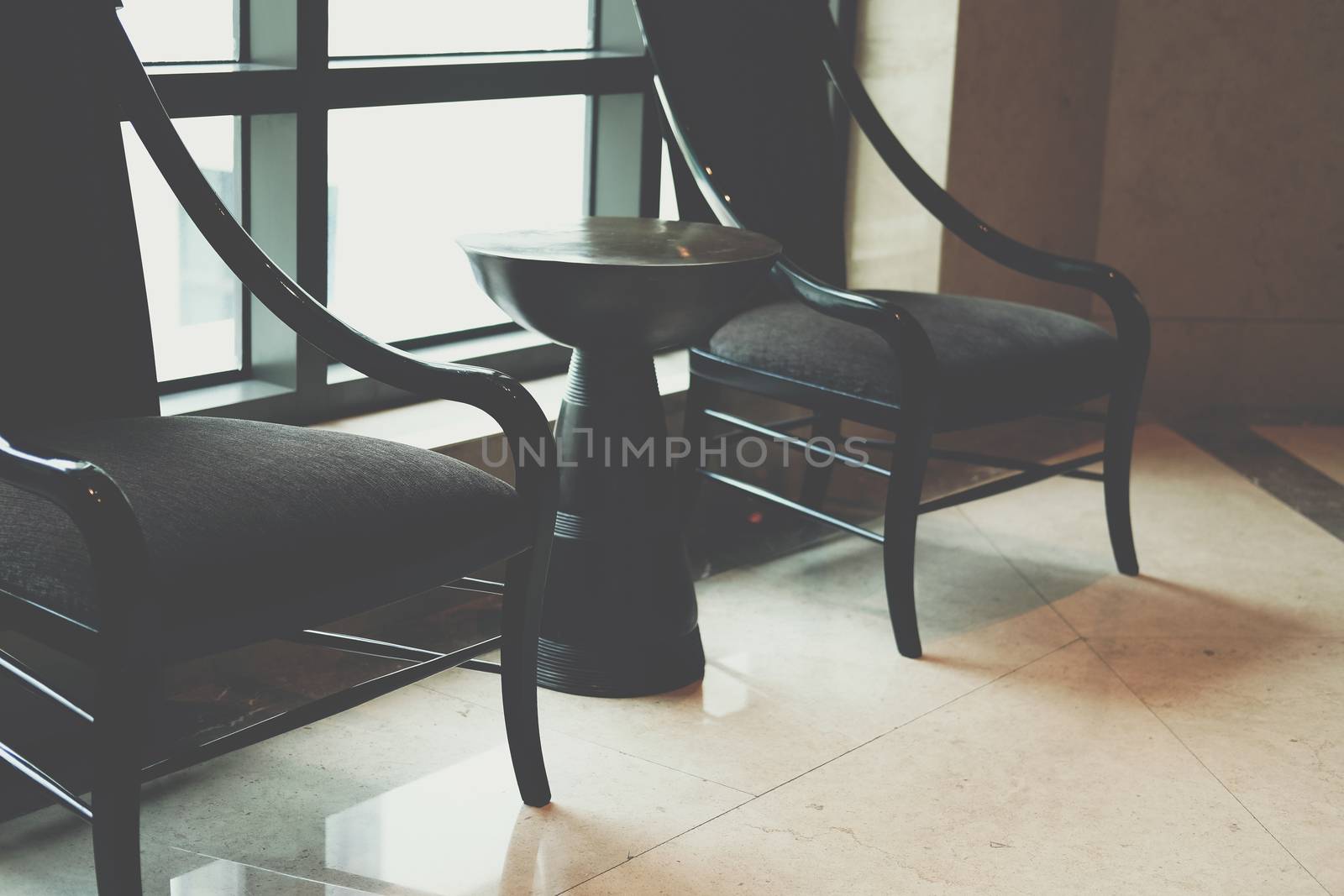 cushion wooden chair in living room. home hotel interior