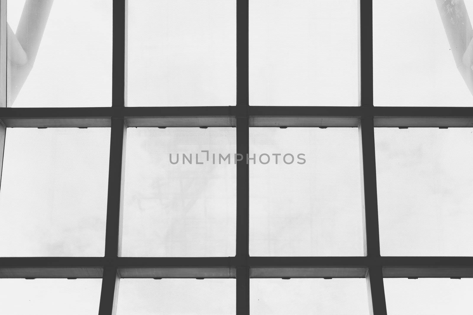 glass window wall structure with sky background
