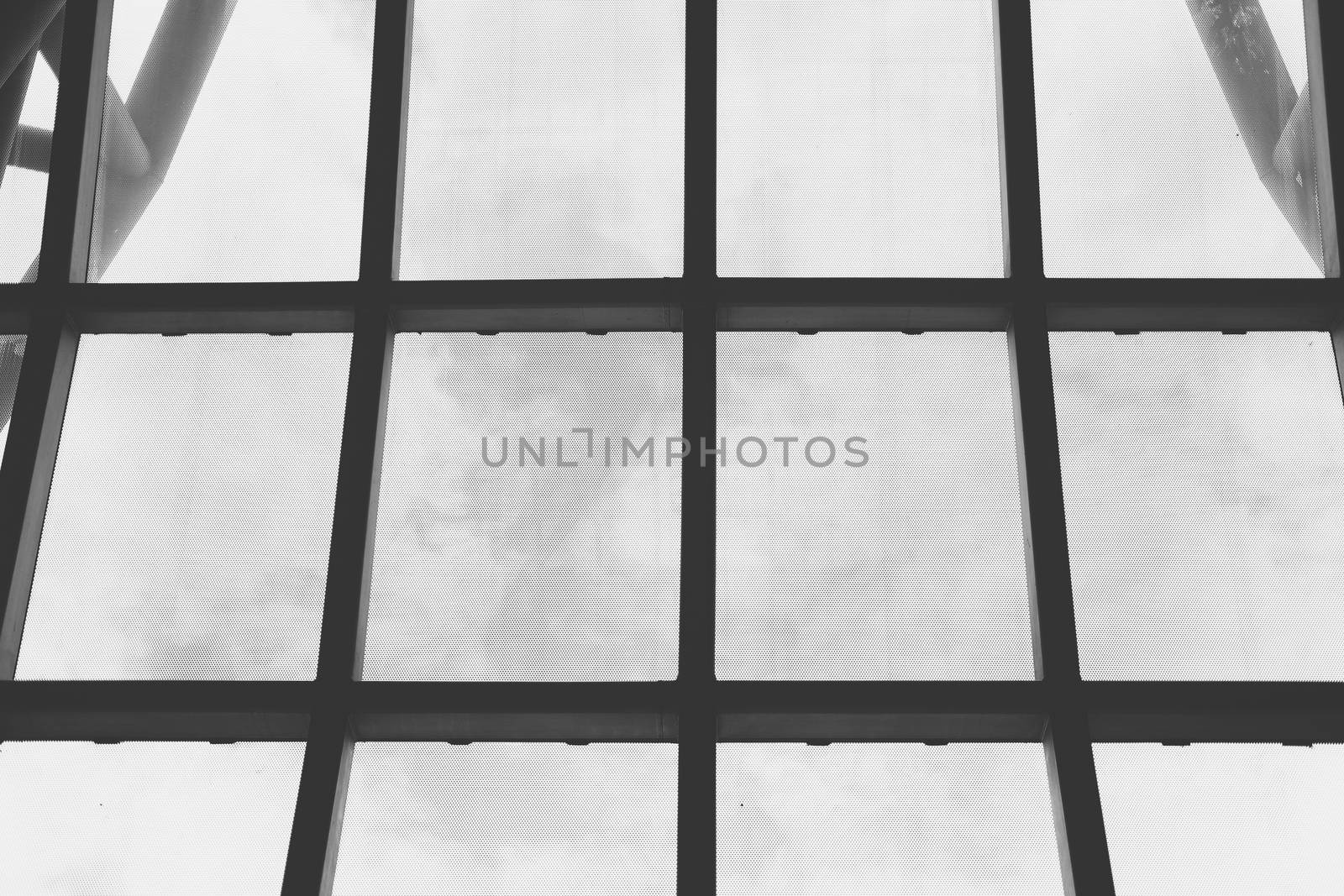 glass window wall structure with sky background