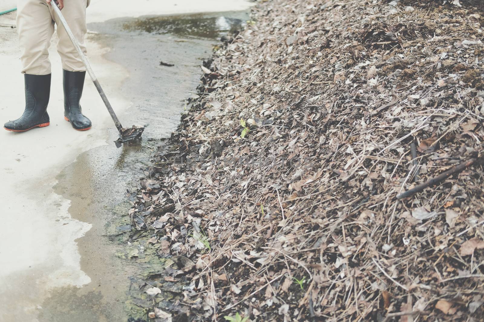 organic compost heap. fertilizer production for soil cultivation in agriculture industry