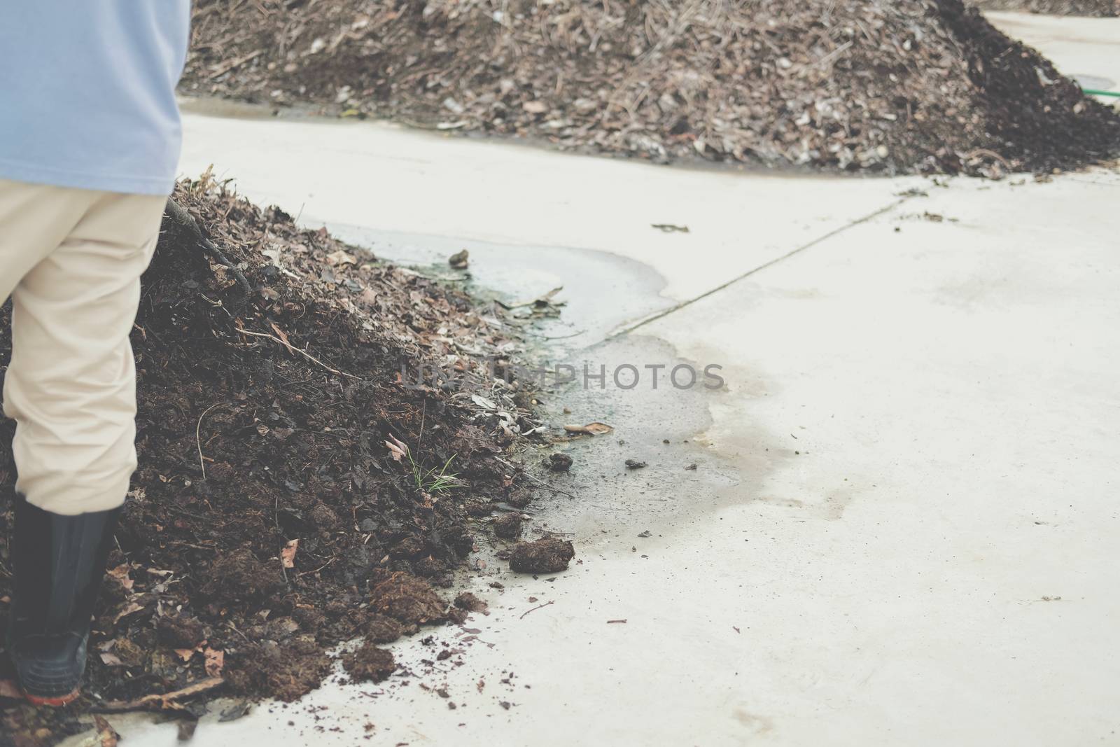 organic compost heap. fertilizer production for soil cultivation in agriculture industry