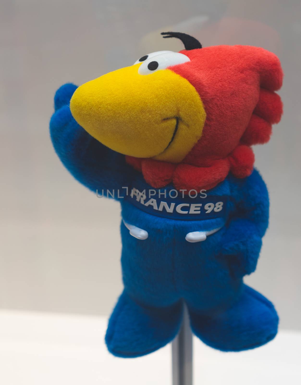 July 7, 2018, Moscow, Russia Official mascot FIFA World Cup 1998 in France cockerel Footix.