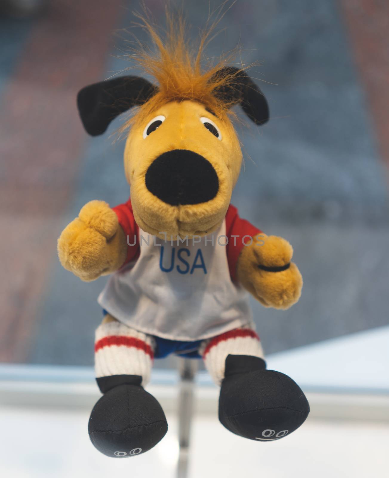 July 7, 2018, Moscow, Russia Official mascot FIFA World Cup 1994 in USA  a dog Striker.