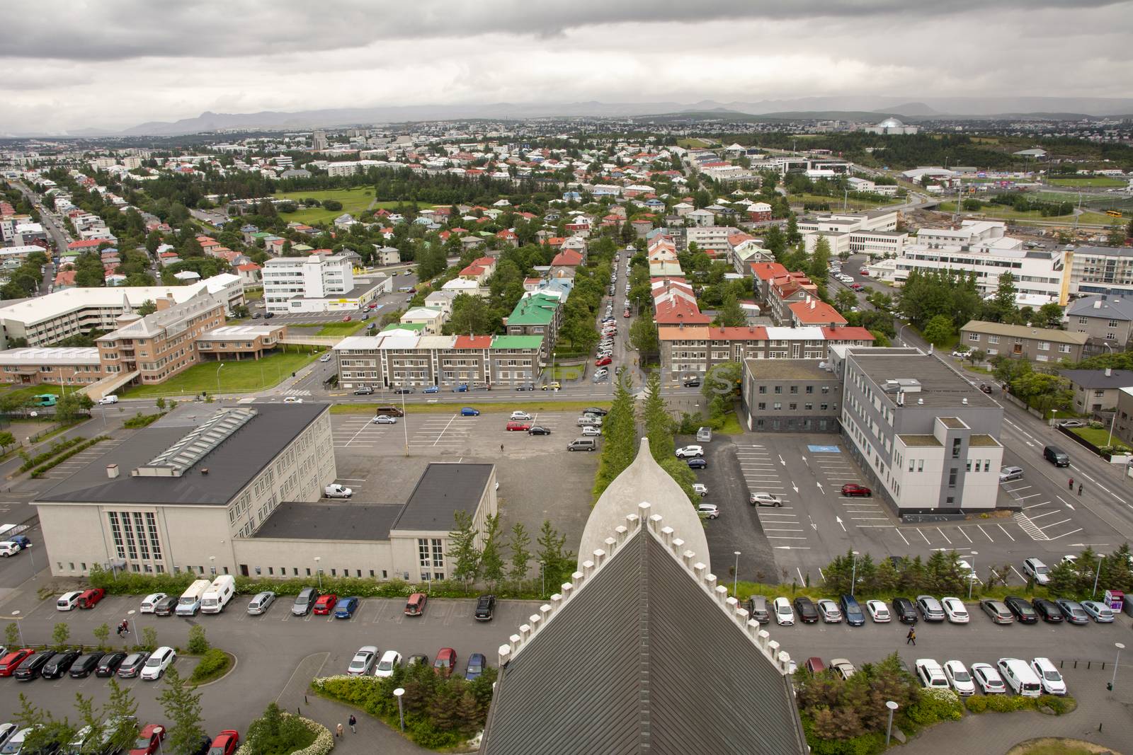 Reykjavik,Iceland, July 2019: skyline and cityscape with view over houses