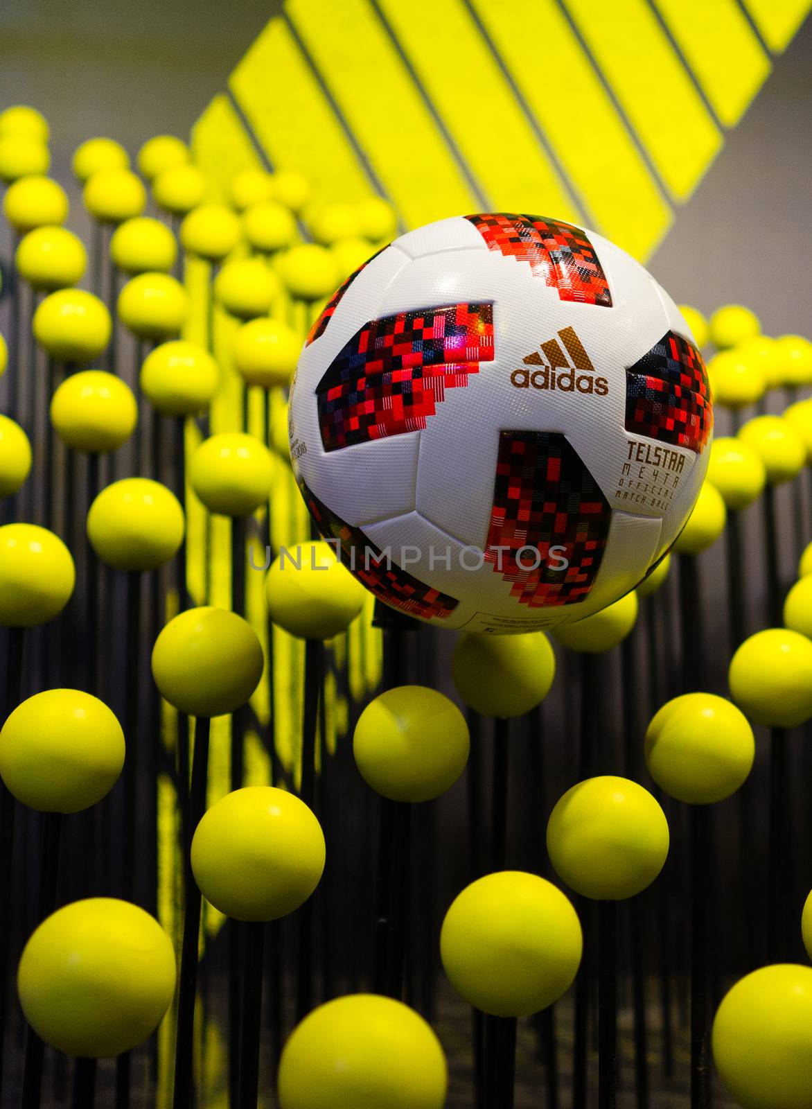 June 30, 2018. The official ball for the FIFA World Cup 2018 football playoff games  Adidas Telstar Mechta