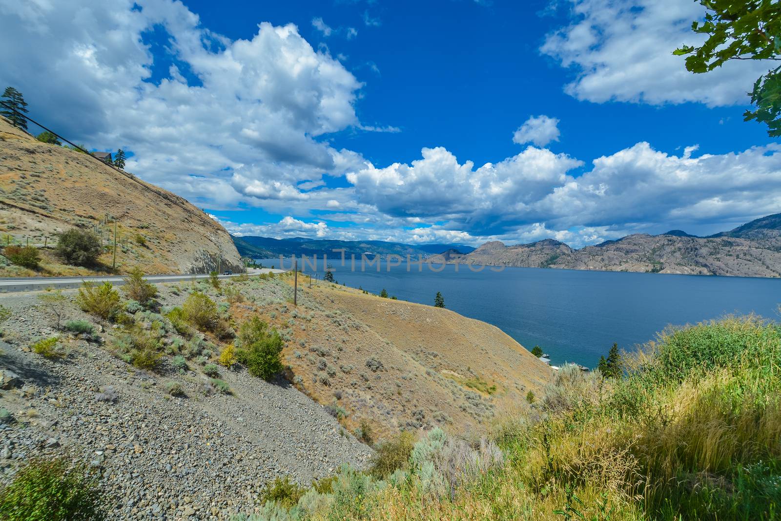 Beautiful view of Okanagan lake from the shore