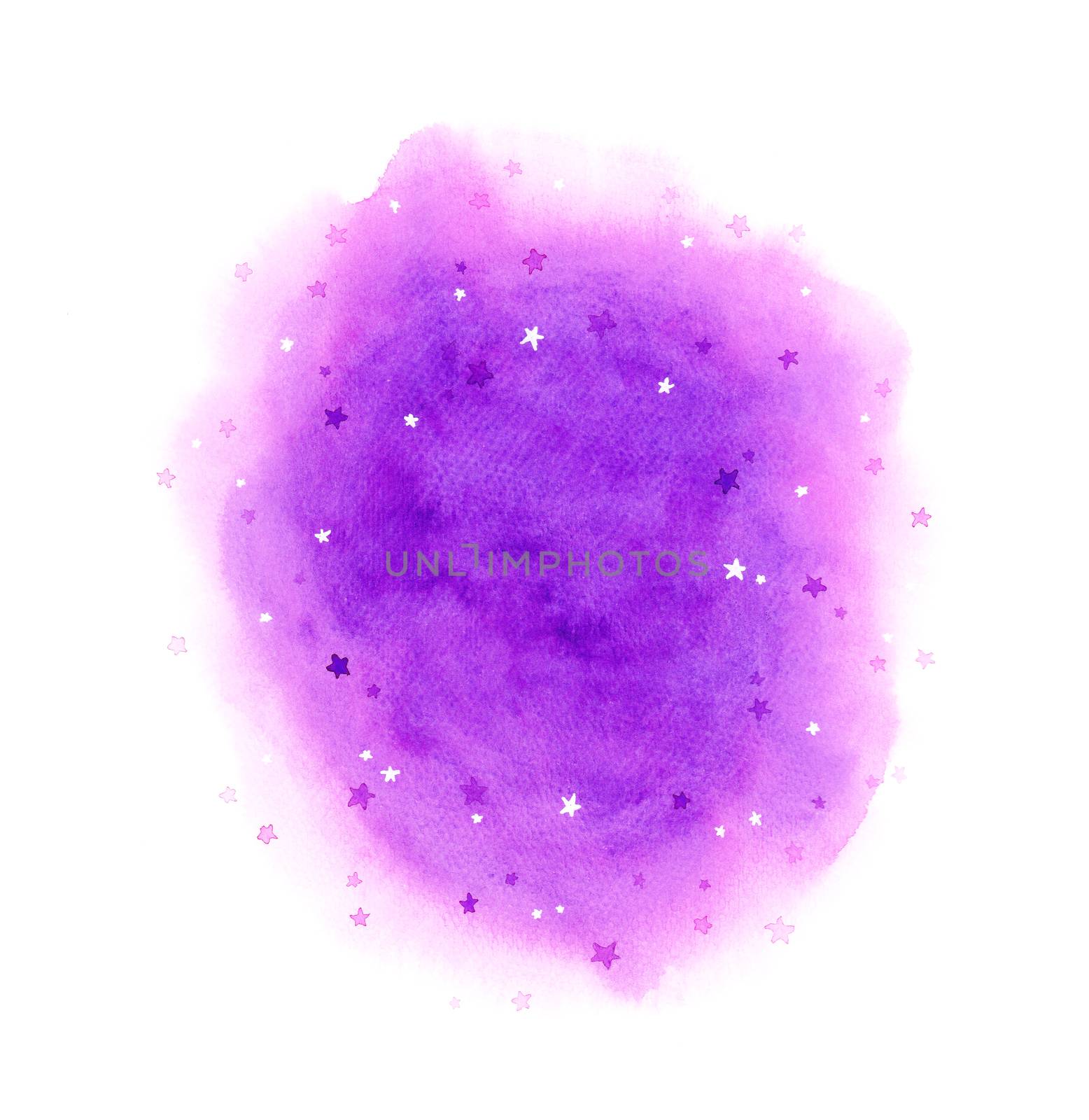abstract purple background in galaxy concept. watercolor hand painting illustration.  Design element for wallpaper, packaging, banner, poster, flyer. by Ungamrung