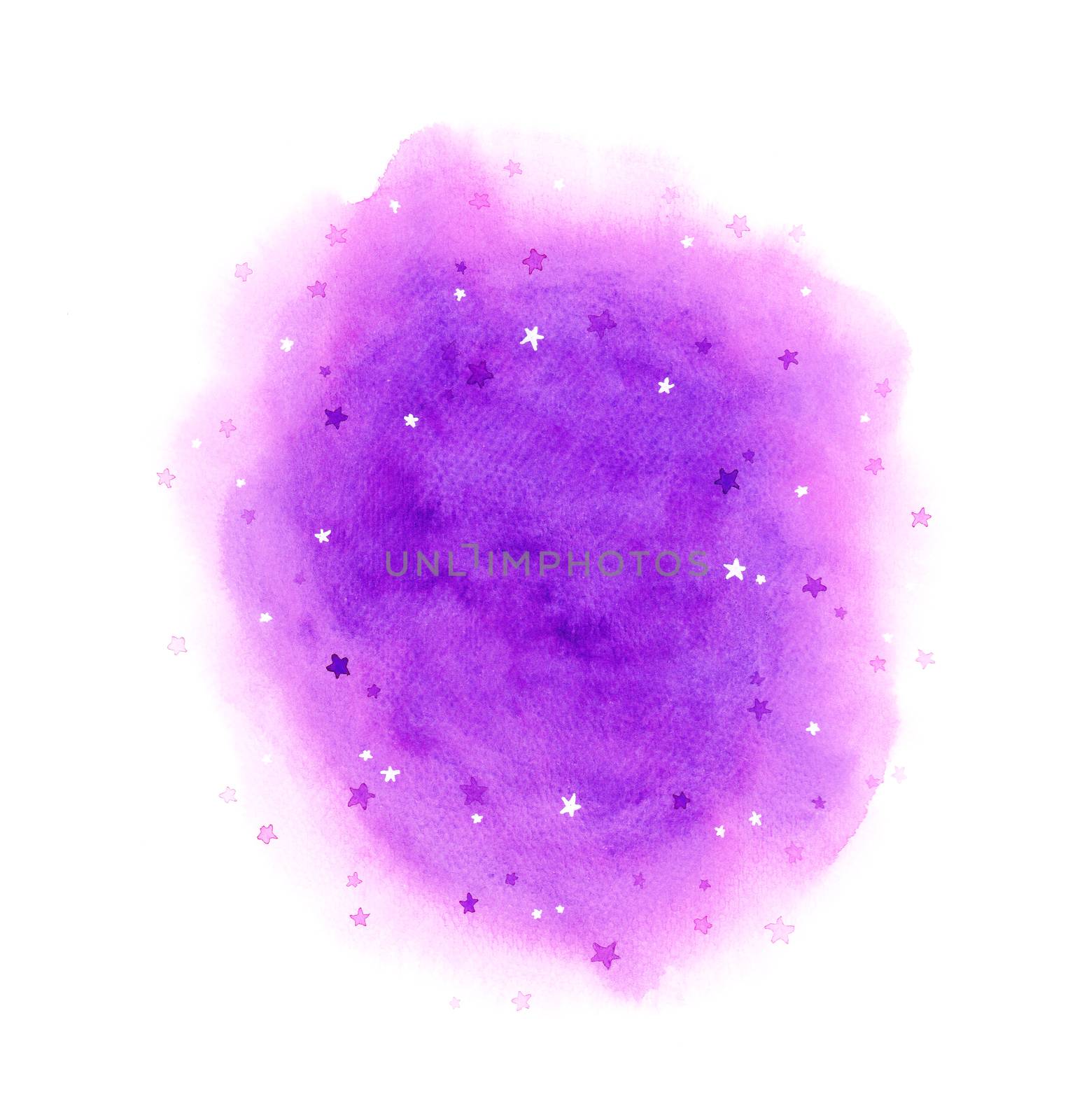 abstract purple background in galaxy concept. watercolor hand painting illustration.  Design element for wallpaper, packaging, banner, poster, flyer.