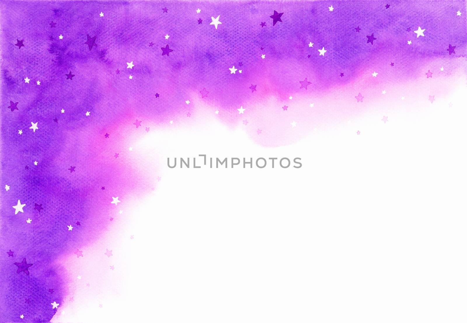 abstract purple background in galaxy concept. watercolor hand painting illustration.  Design element for wallpaper, packaging, banner, poster, flyer.