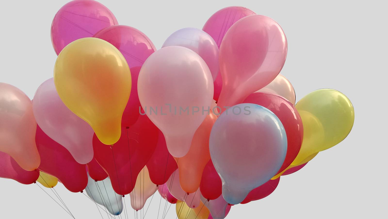 Colorful Ballon stock on the sky