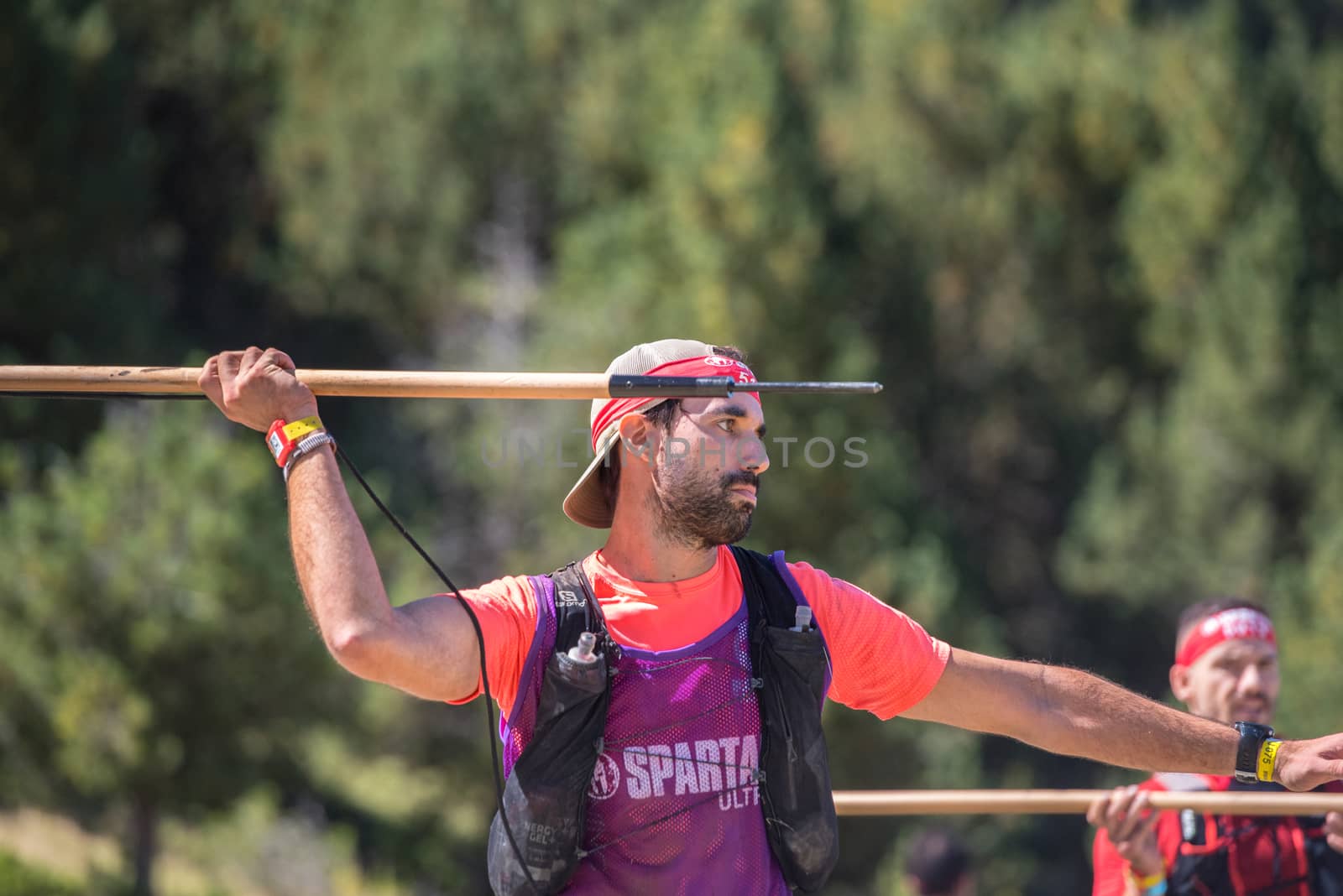 Encamp, Andorra : 2020 Sept 05 : Competitors participate in the 2020 Spartan Race obstacle racing challenge in Andorra, on september 05, 2020.