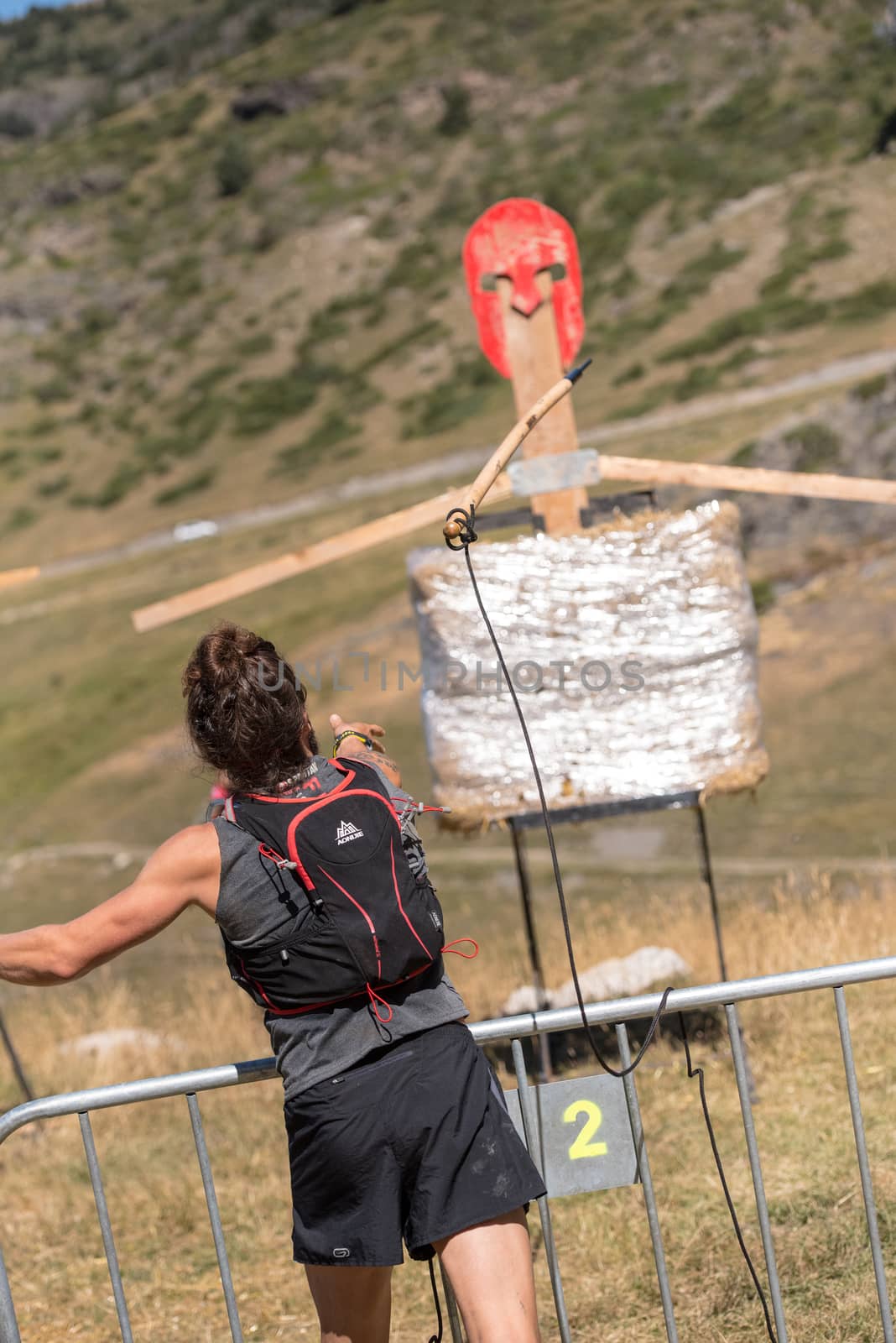 Encamp, Andorra : 2020 Sept 05 : Competitors participate in the 2020 Spartan Race obstacle racing challenge in Andorra, on september 05, 2020.