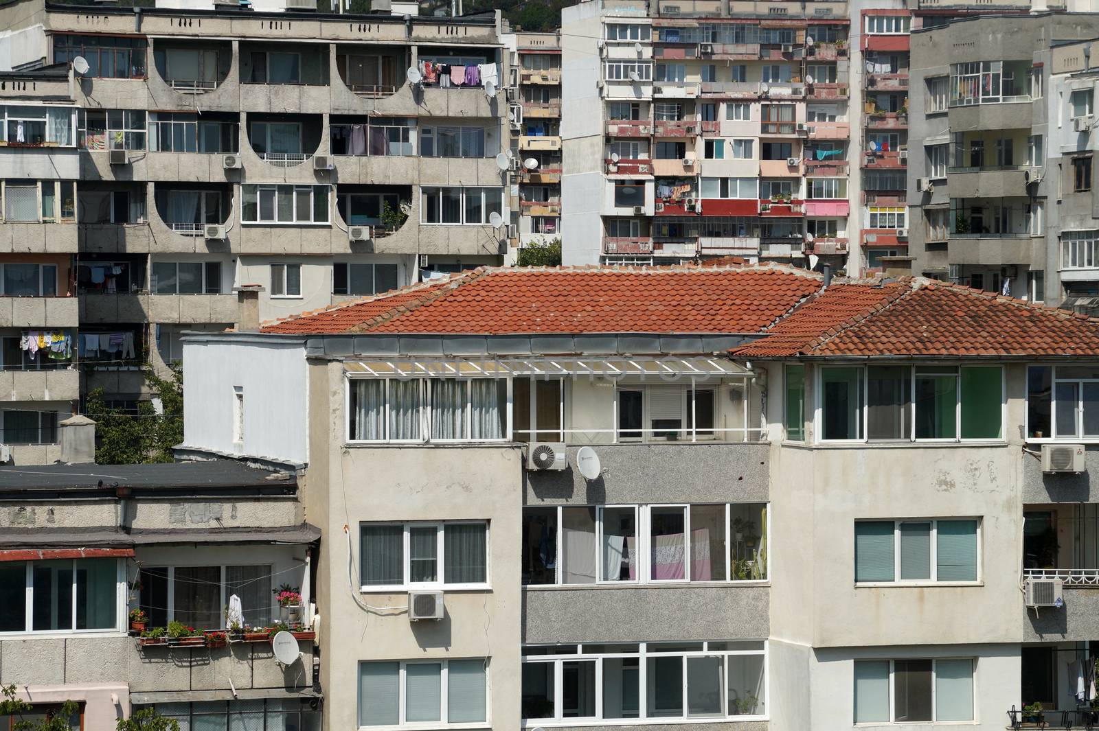 Varna, Bulgaria - Augusr, 22,2020: sleeping area of the city close-up