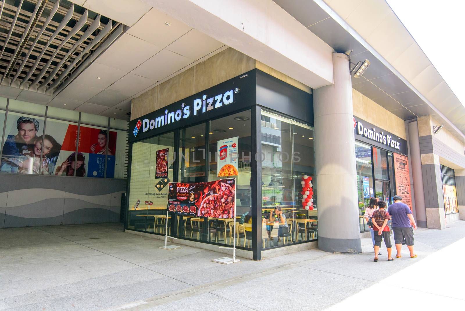 Bangkok, Thailand - 2 September, 2020 : domino's pizza shop brance front side of Seacon Bangkae shopping mall