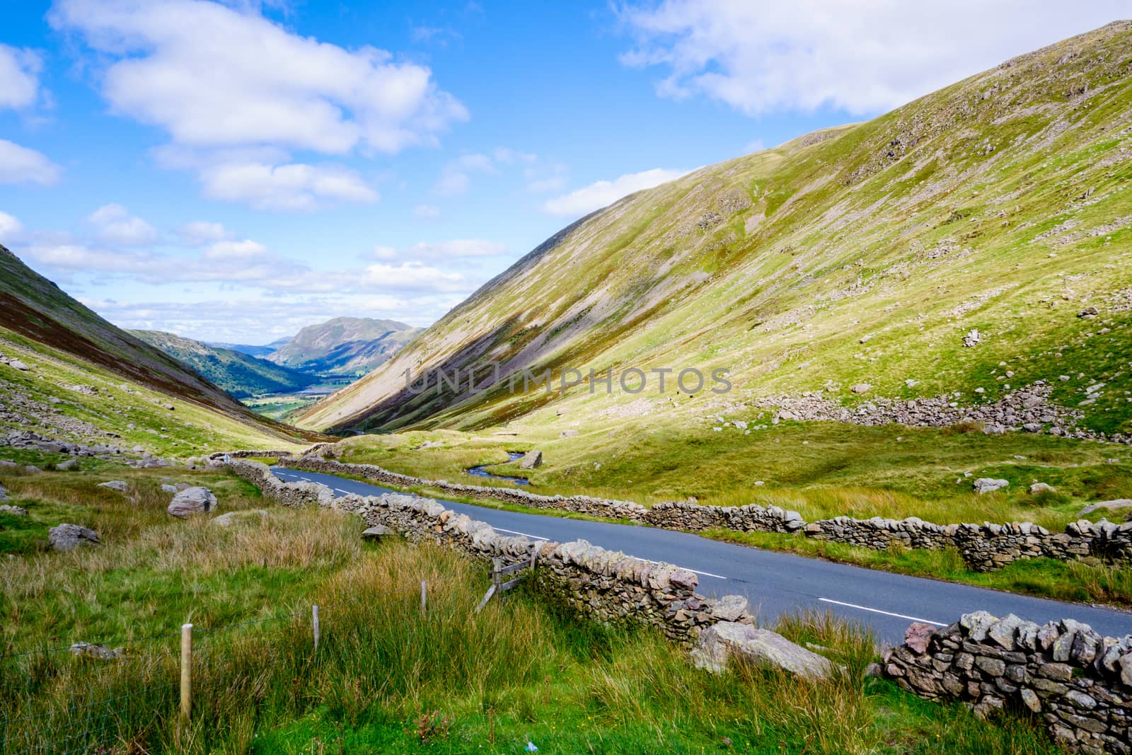 The Kirkstone Pass road in the English Lake District, UK